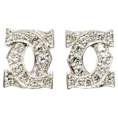 Cartier Entrelaces C's Pendientes perforados de diamantes en oro blanco de 18 quilates