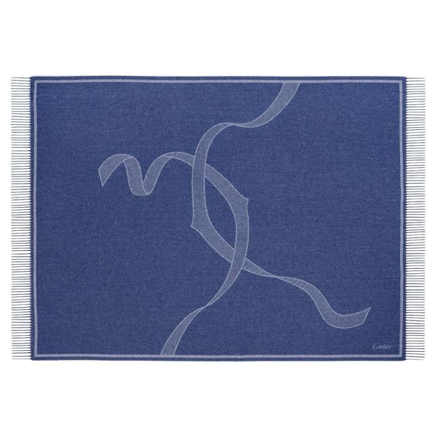 Cartier Blue Entrelacés De Cartier Cashmere Scarf  For Sale