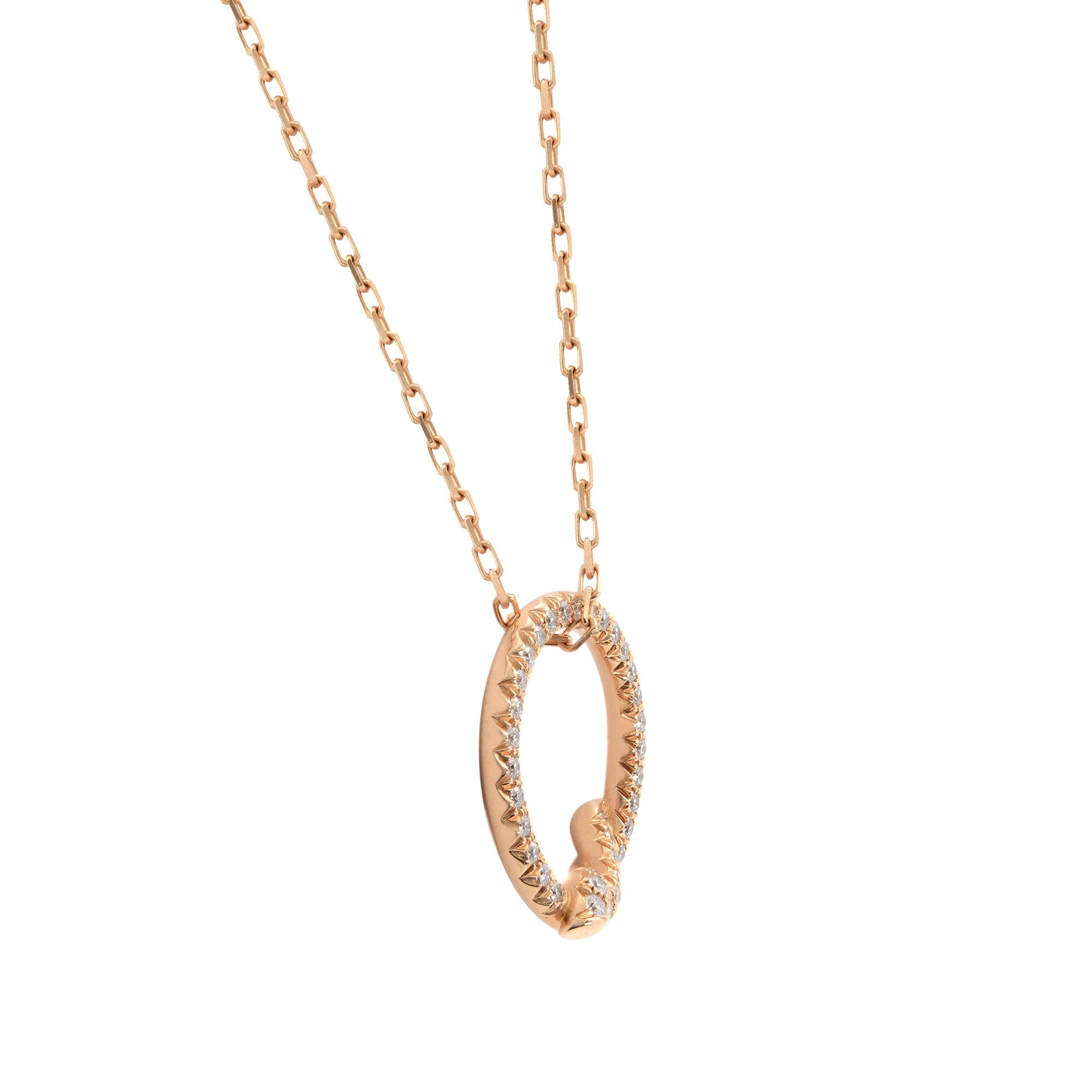 Modern Cartier Entrelaces Diamond Ladies Necklace 18K Rose Gold 0.28Cttw For Sale