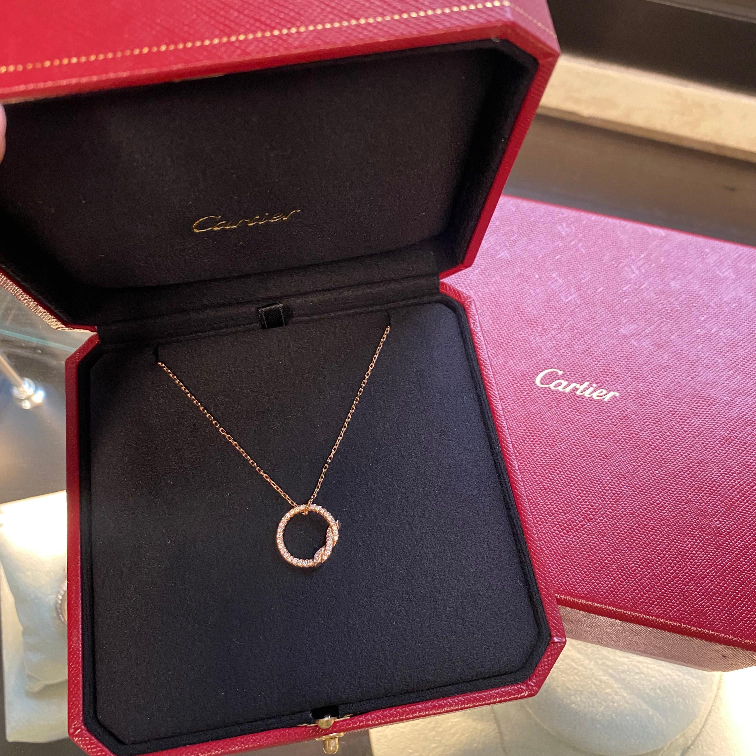 Cartier Entrelaces Diamond Ladies Necklace 18K Rose Gold 0.28Cttw For Sale 1