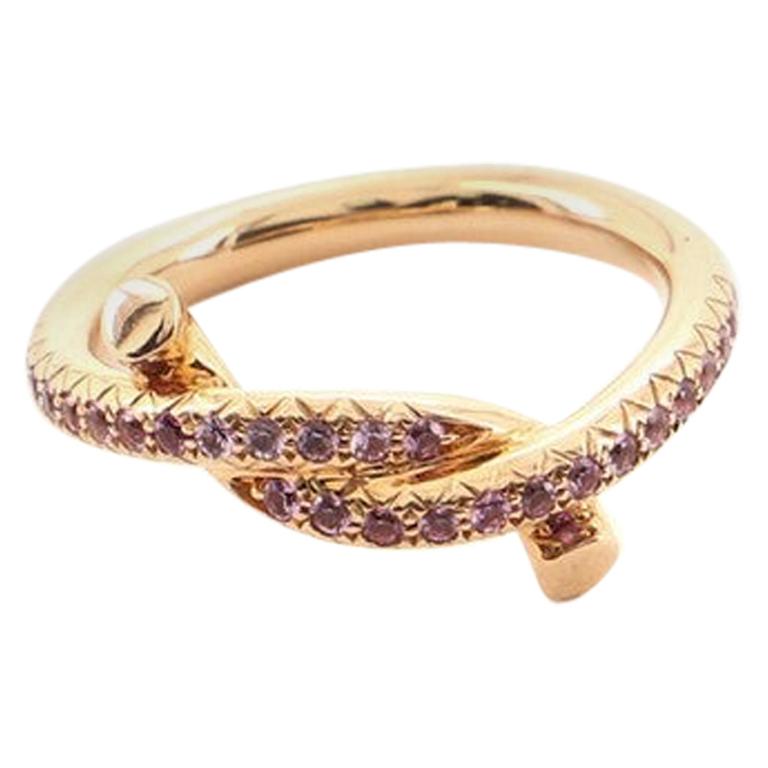 Cartier Entrelaces Ring 18 Karat Rose Gold with Pink Sapphires