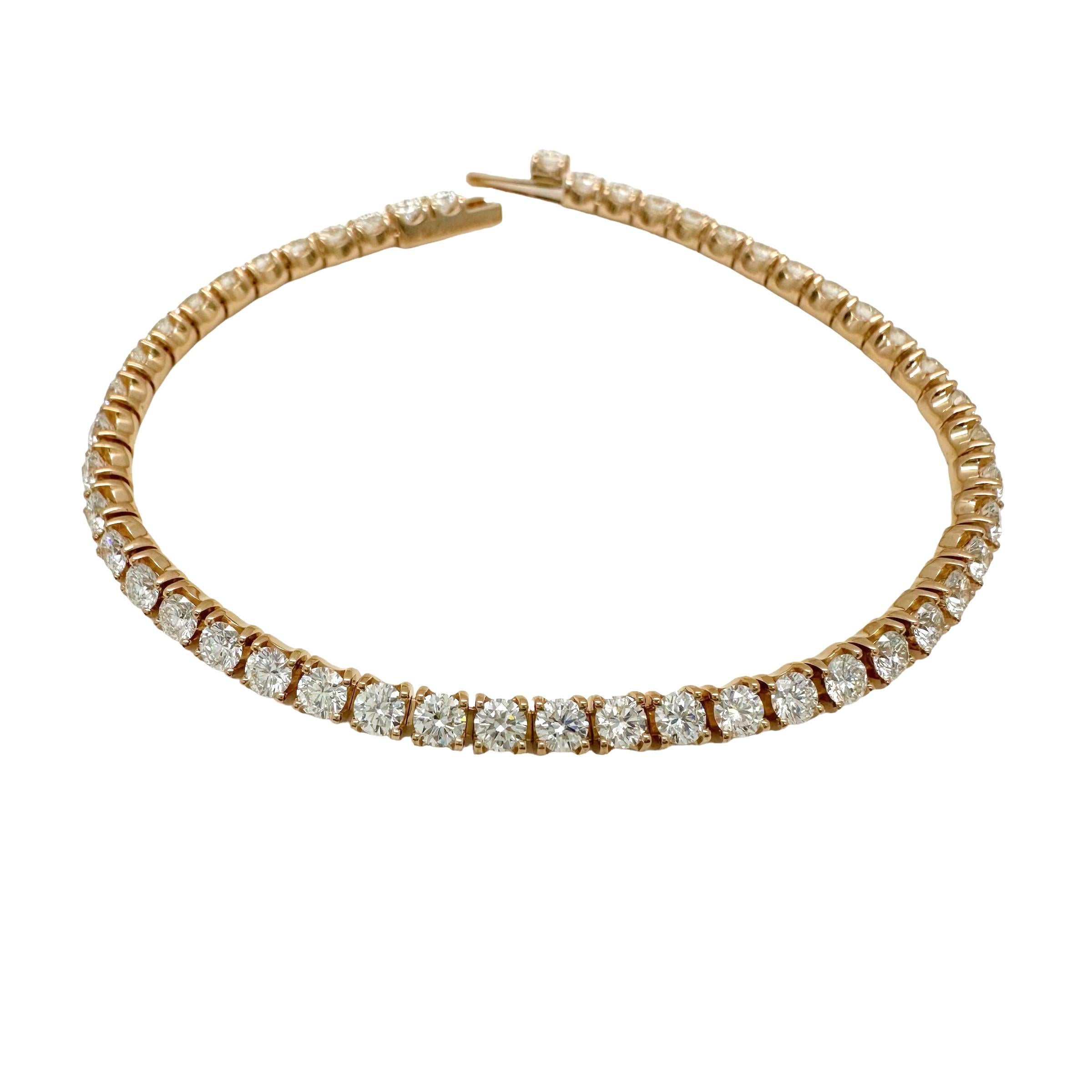 CARTIER Essential Lines Bracelet tennis en or rose 18 carats avec diamants ronds en vente 7