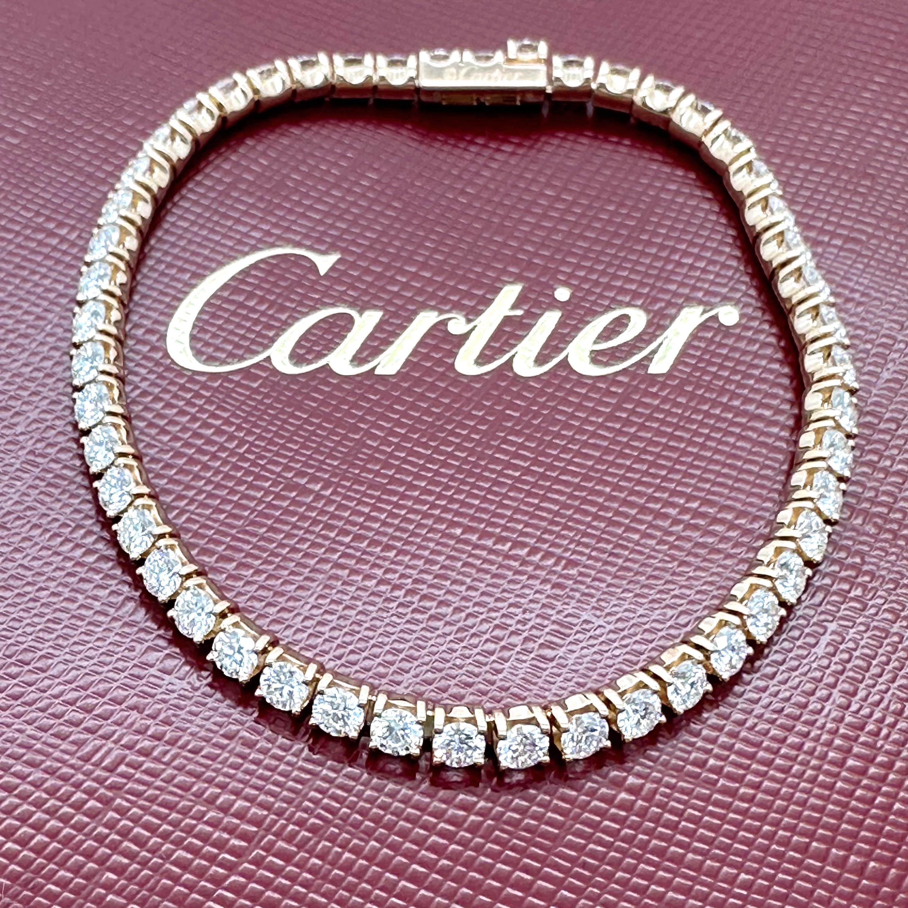 CARTIER Essential Lines Round Diamond Tennis Bracelet 18kt Rose Gold Box For Sale 1