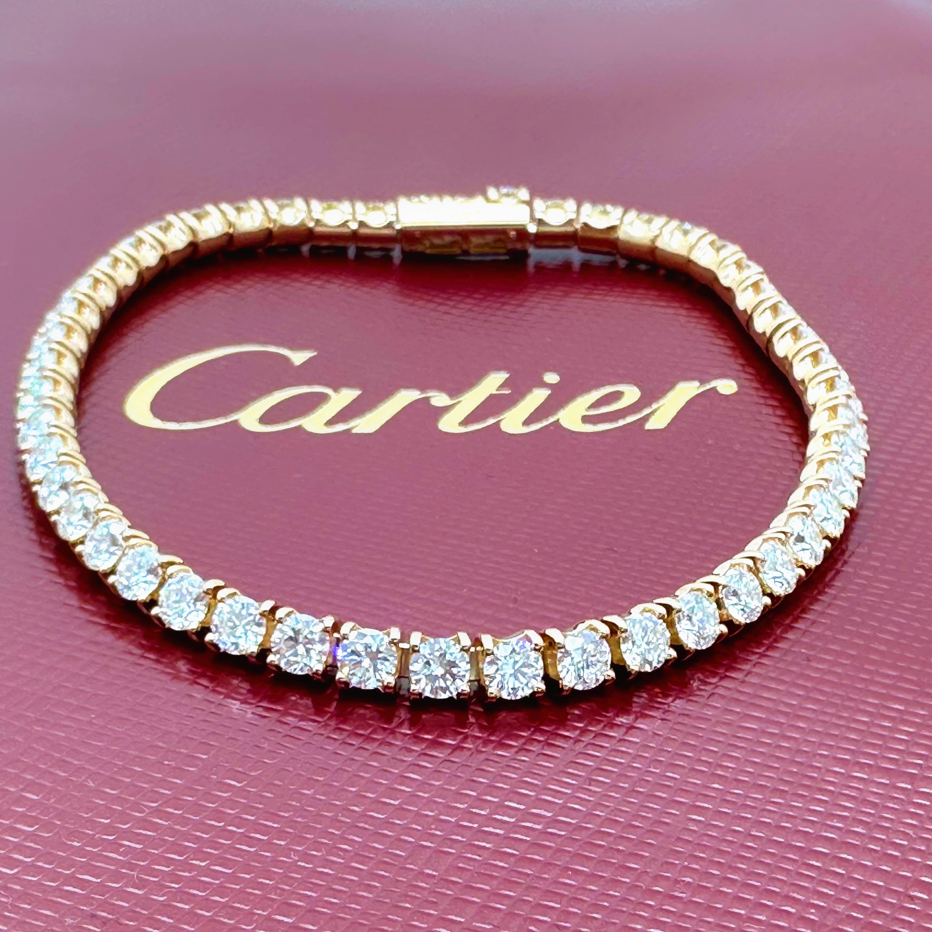 CARTIER Essential Lines Round Diamond Tennis Bracelet 18kt Rose Gold Box For Sale 2