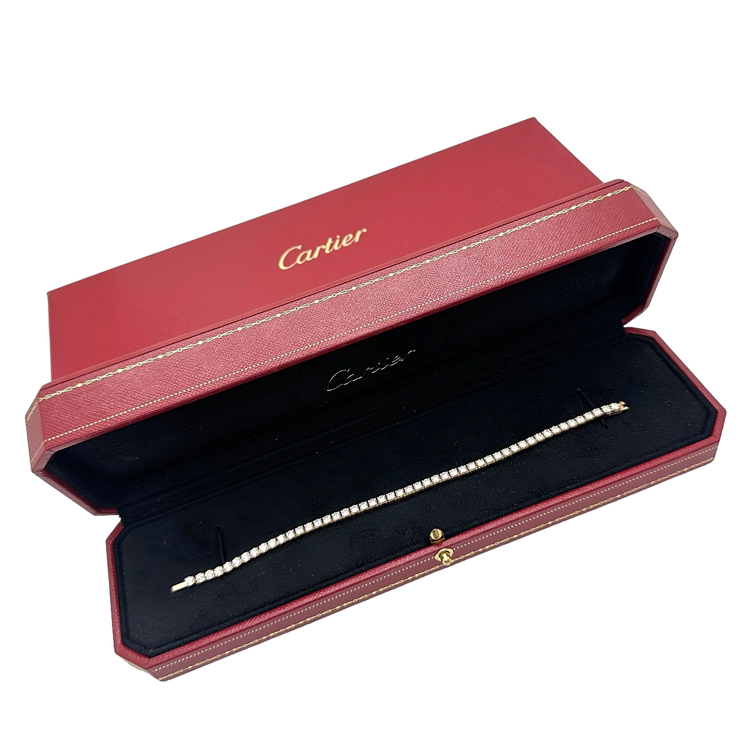 CARTIER Essential Lines Round Diamond Tennis Bracelet 18kt Rose Gold Box For Sale 3