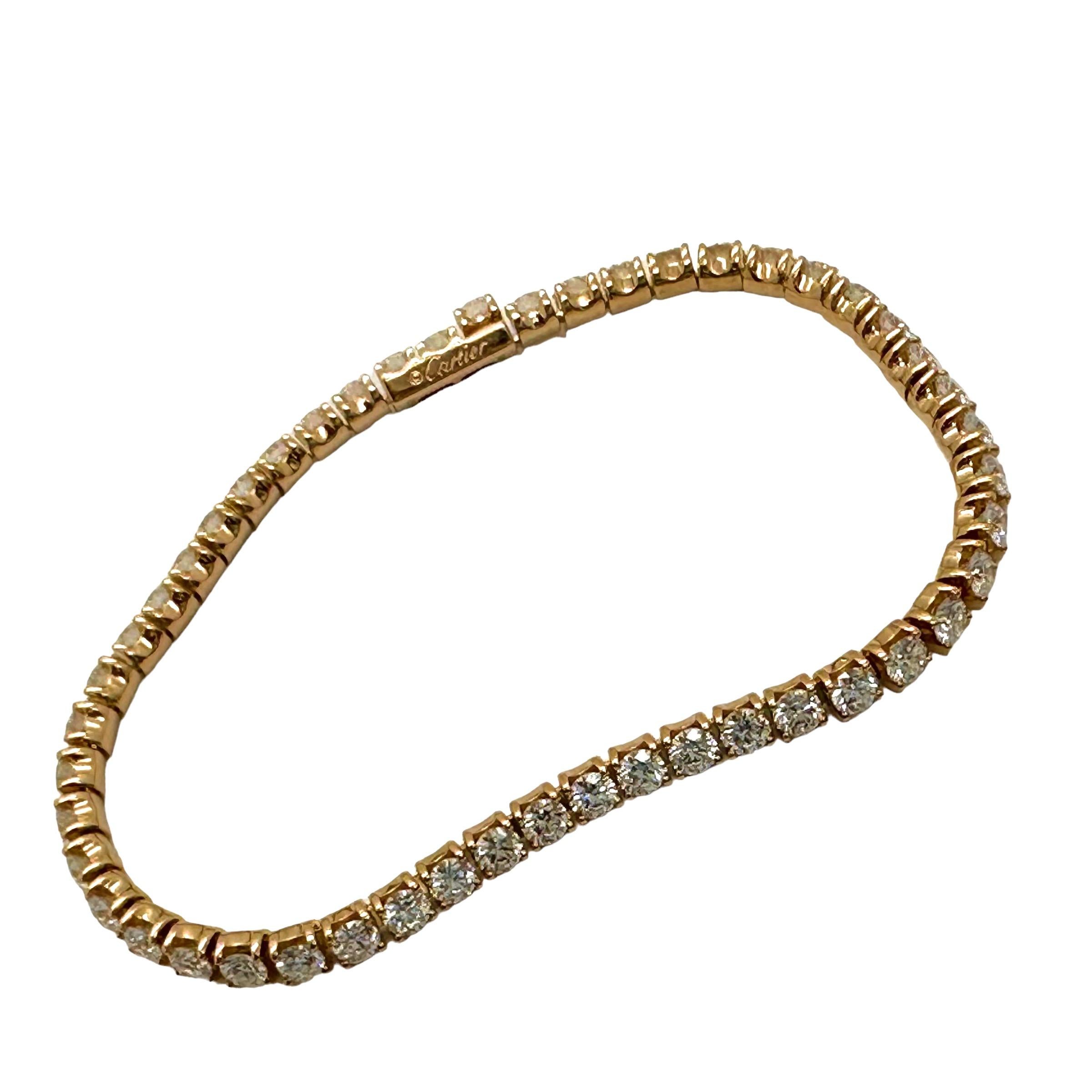 CARTIER Bracciale tennis con diamanti Essential Lines in oro rosa 18 carati 4,41 carati in vendita 1