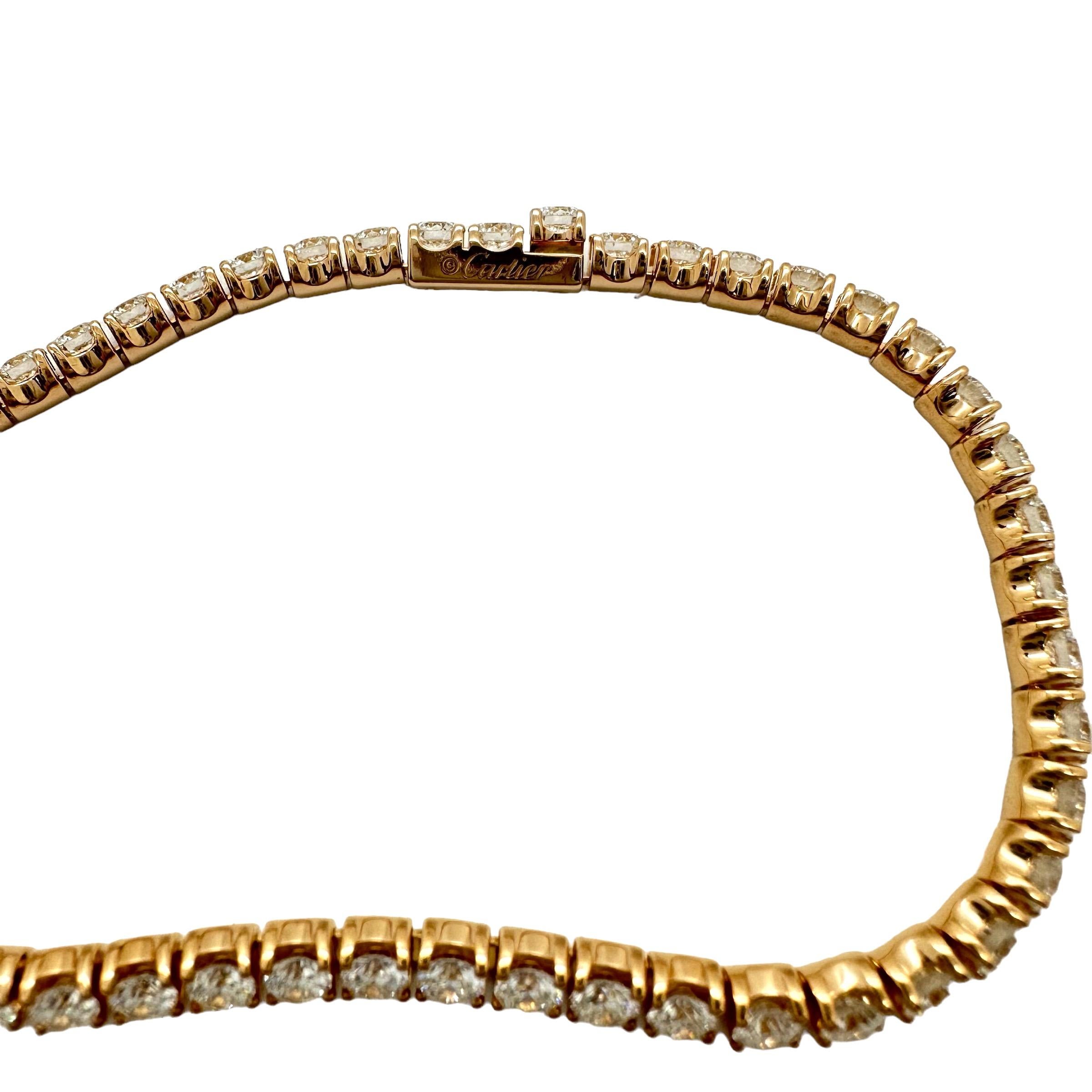 CARTIER Essential Lines Bracelet tennis en or rose 18 carats avec diamants ronds en vente 5