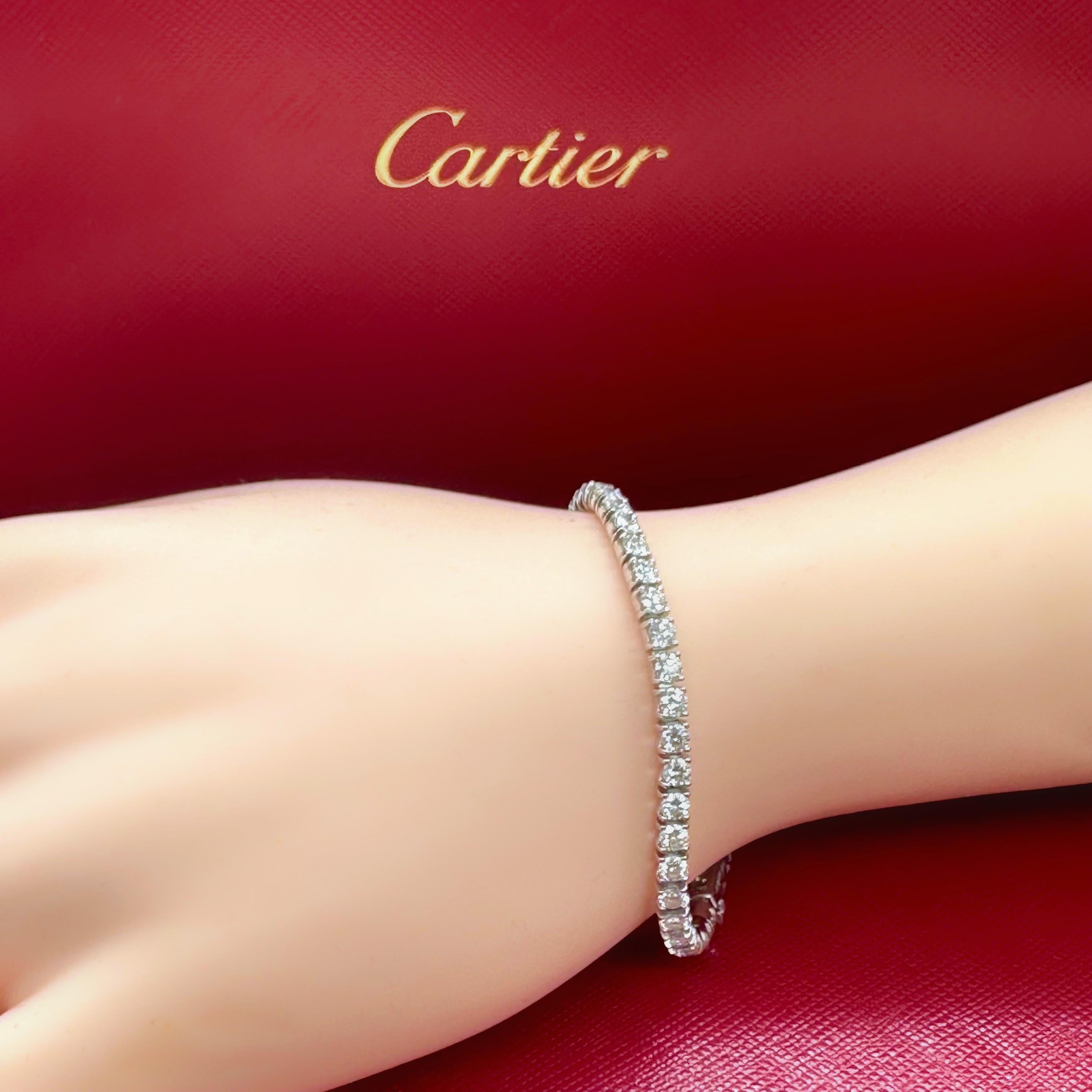 Cartier Essential Lines Tennisarmband aus 18 Karat Weißgold mit runden Diamanten in Schachtel 8