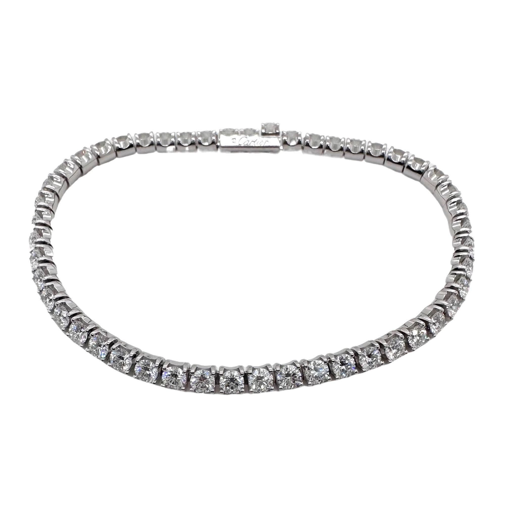 Cartier Essential Lines Tennisarmband aus 18 Karat Weißgold mit runden Diamanten in Schachtel Damen