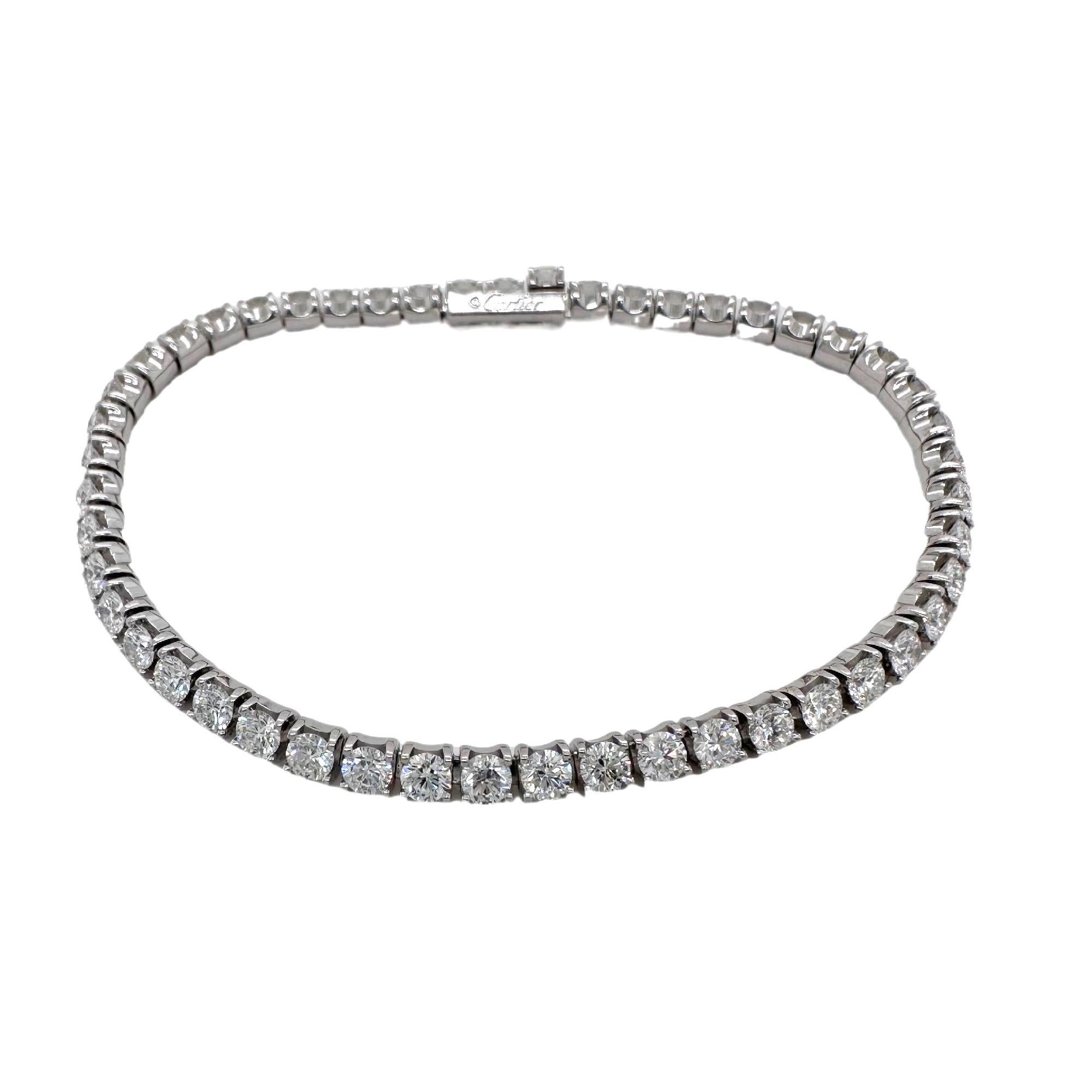 Cartier Essential Lines Tennisarmband aus 18 Karat Weißgold mit runden Diamanten in Schachtel 1