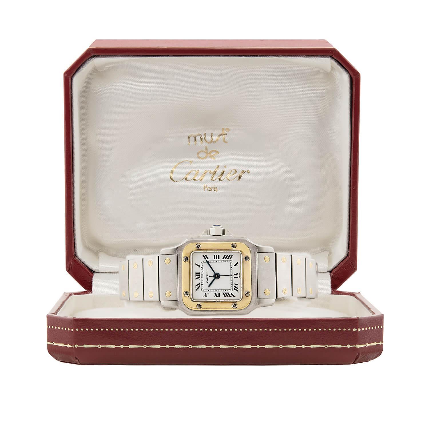 CARTIER  Estate 18k/Stainless Steel Santos Two-Tone Ladies Watch 4