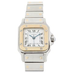 CARTIER  Estate 18k/Stainless Steel Santos Two-Tone Ladies Watch