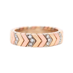 CARTIER Estate 18k Tri-Color Gold & Diamond Chevron Ring