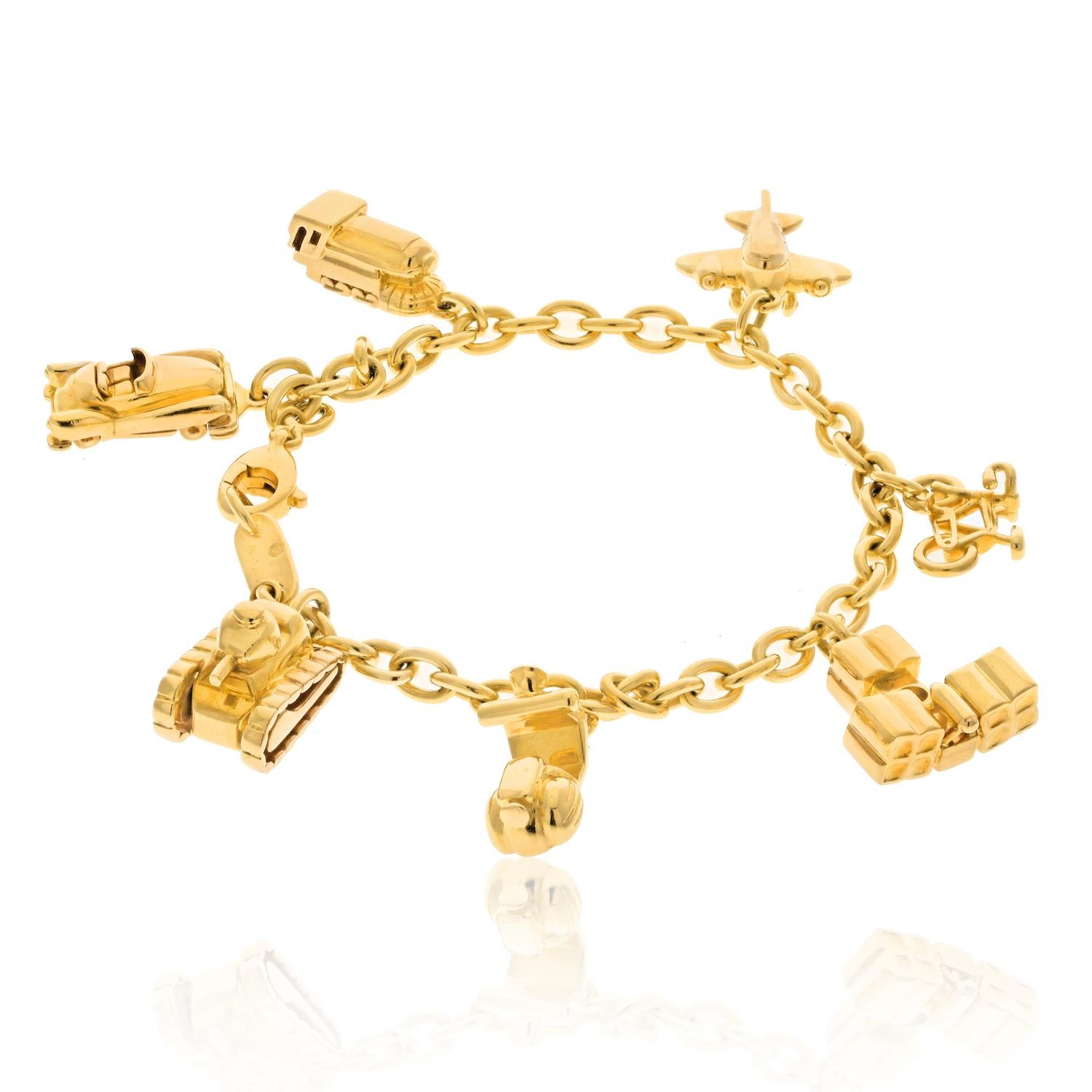 Cartier Estate 18K Gelbgold 7 Charm Merry-Go-Round-Armband für Damen oder Herren im Angebot