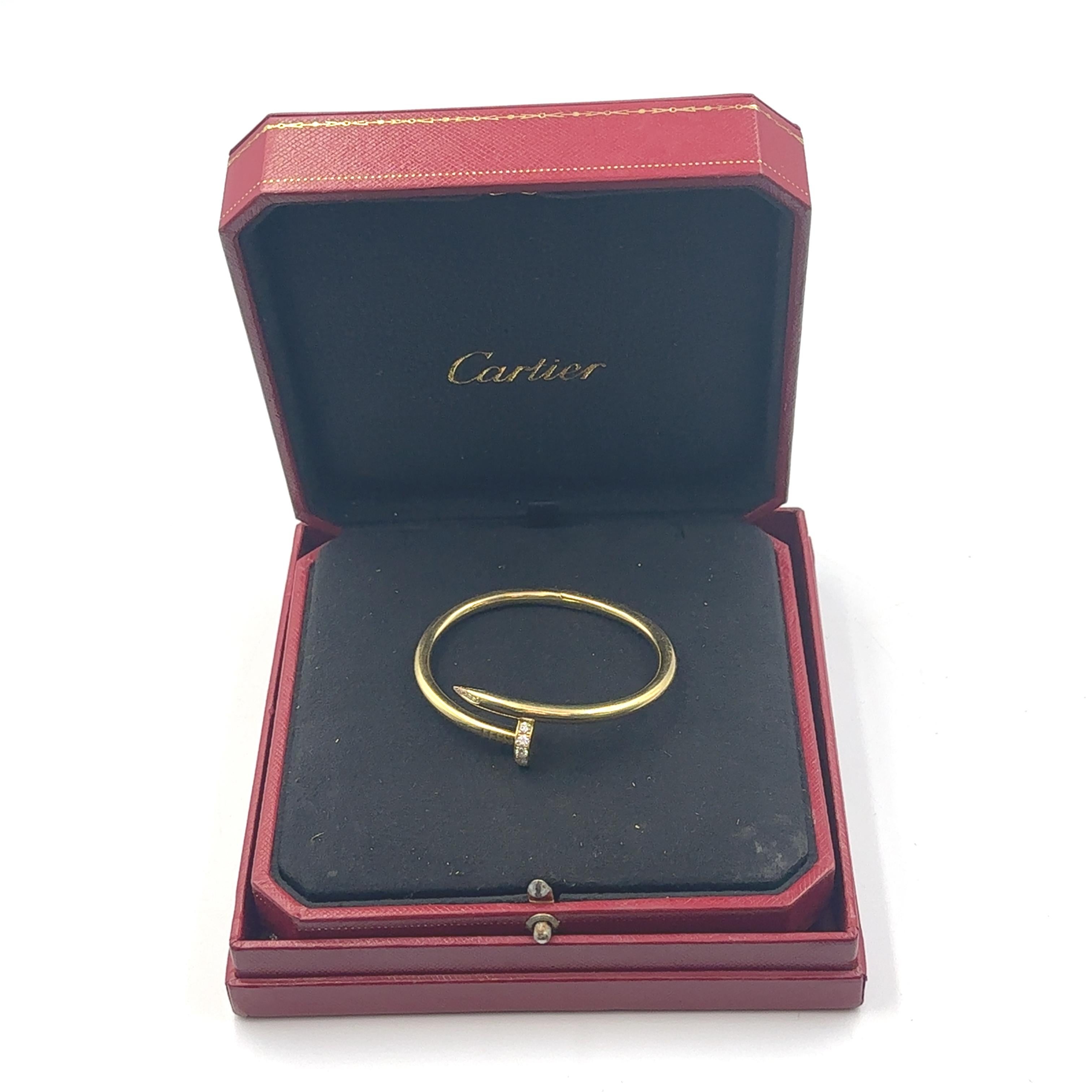 Cartier Estate Juste Un Clou Diamond Nail 18 Karat Yellow Gold Bracelet For Sale 1