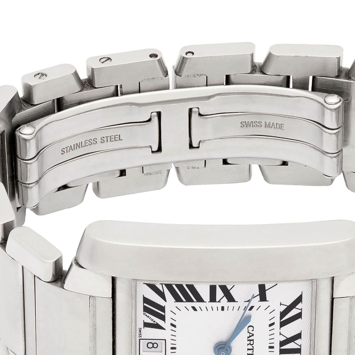 Orologio Cartier Estate Tank Française in acciaio inossidabile in vendita 2