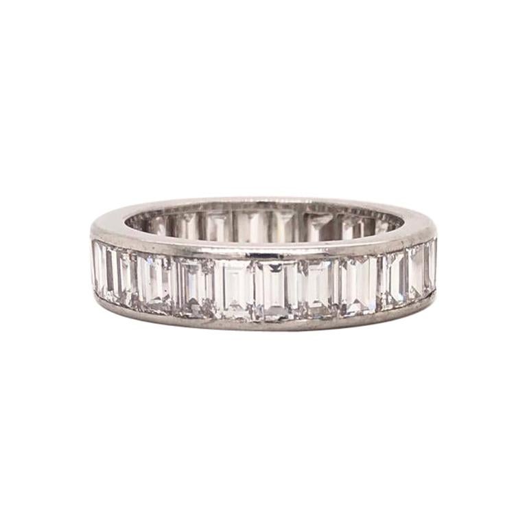 Cartier 6.5 Carat Emerald Eternity Diamond Band  Platinum Ring 
