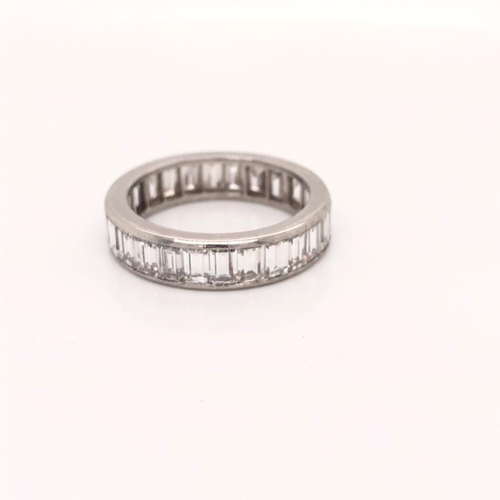 Cartier 6.5 Carat Emerald Eternity Diamond Band  Platinum Ring  In Excellent Condition In Aventura, FL