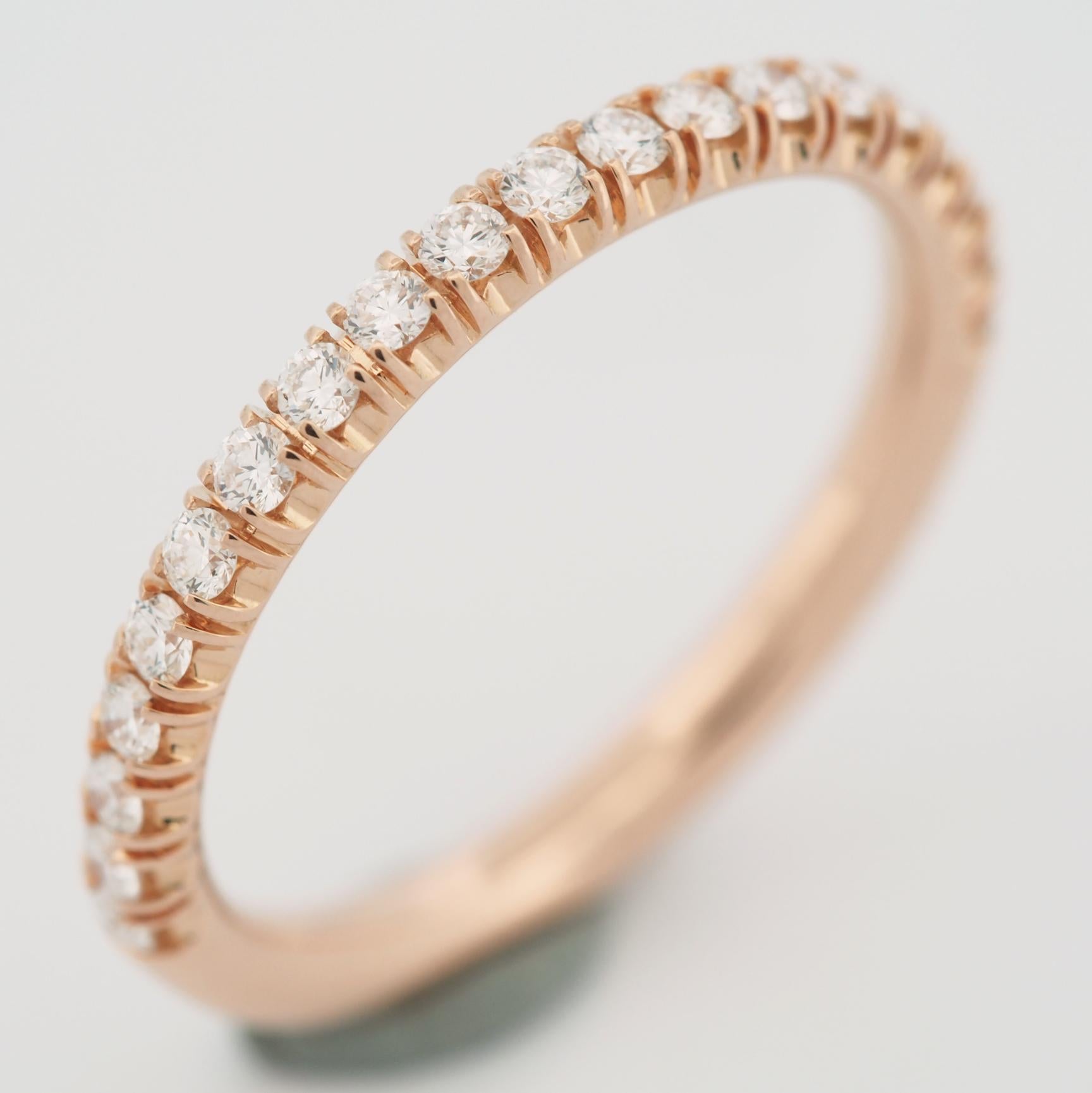Round Cut Cartier Etincelle 0.27ct Diamonds Half Eternity Ring Rose Gold 49 US 4.75