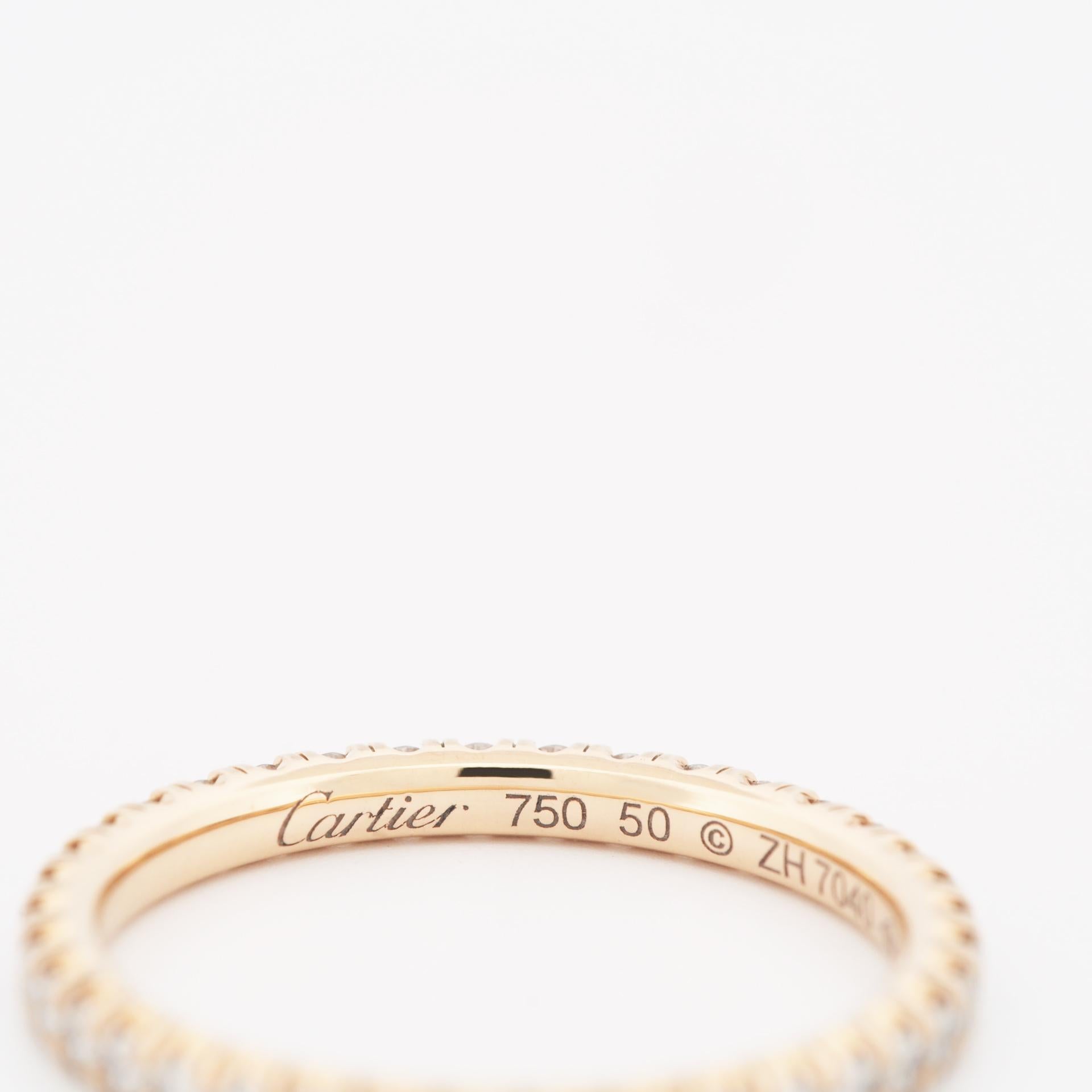 Round Cut Cartier Etincelle 0.47ct Diamonds Eternity Ring Rose Gold 50 US 5.0