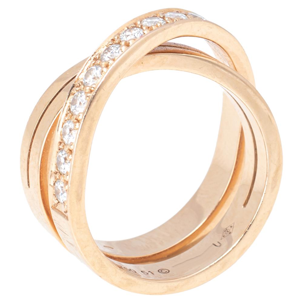 Contemporary Cartier Etincelle De Cartier Diamond 18K Rose Gold Ring 51