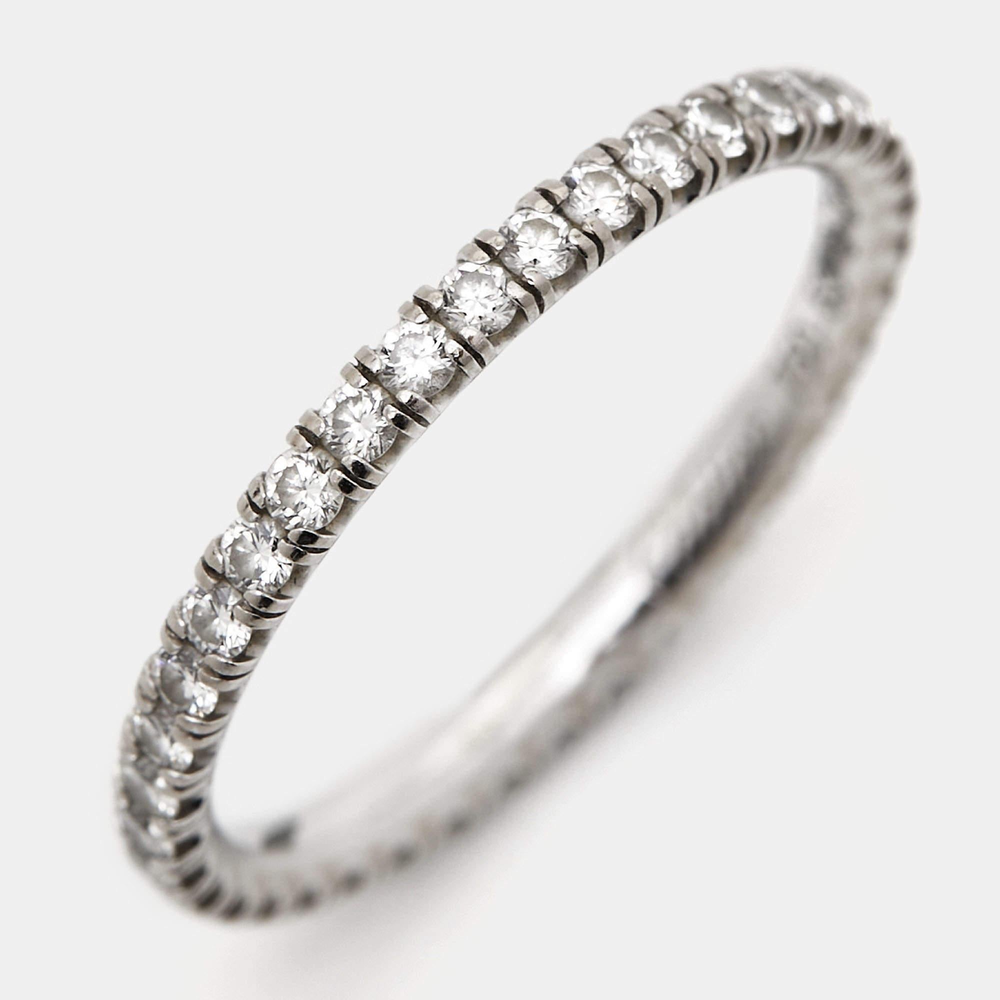 Women's Cartier Etincelle de Cartier Diamond 18k White Gold Eternity Wedding Ring Size 5 For Sale