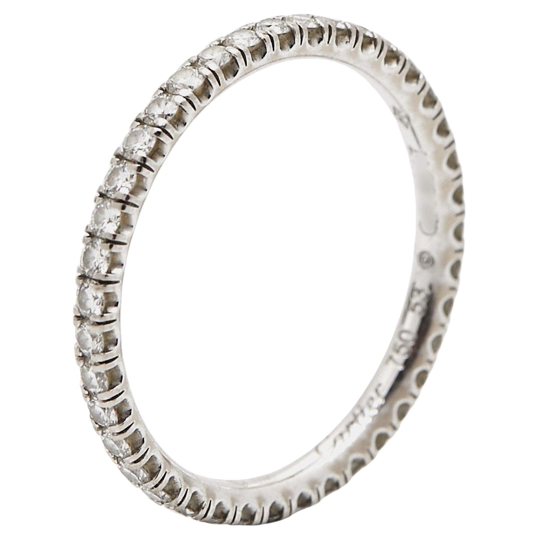 Cartier Etincelle de Cartier Diamond 18k White Gold Eternity Wedding Ring Size 5 For Sale