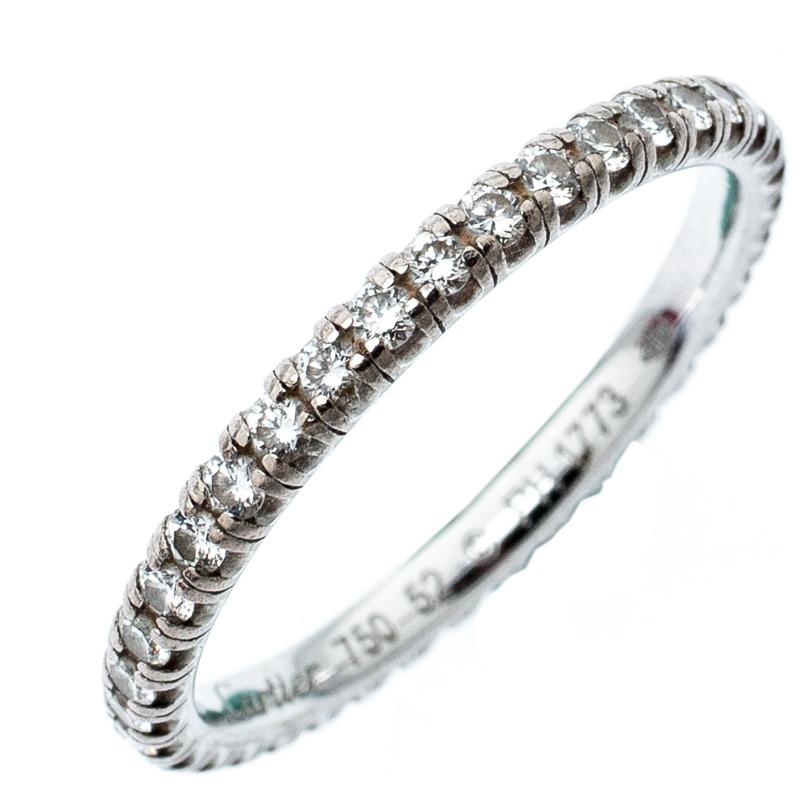 Cartier Etincelle De Cartier Diamond 18k White Gold Wedding Band Ring Size 52 Damen