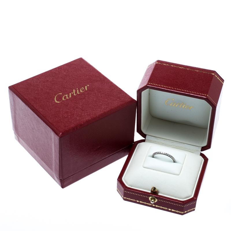 Cartier Etincelle De Cartier Diamond 18k White Gold Wedding Band Ring Size 52 2