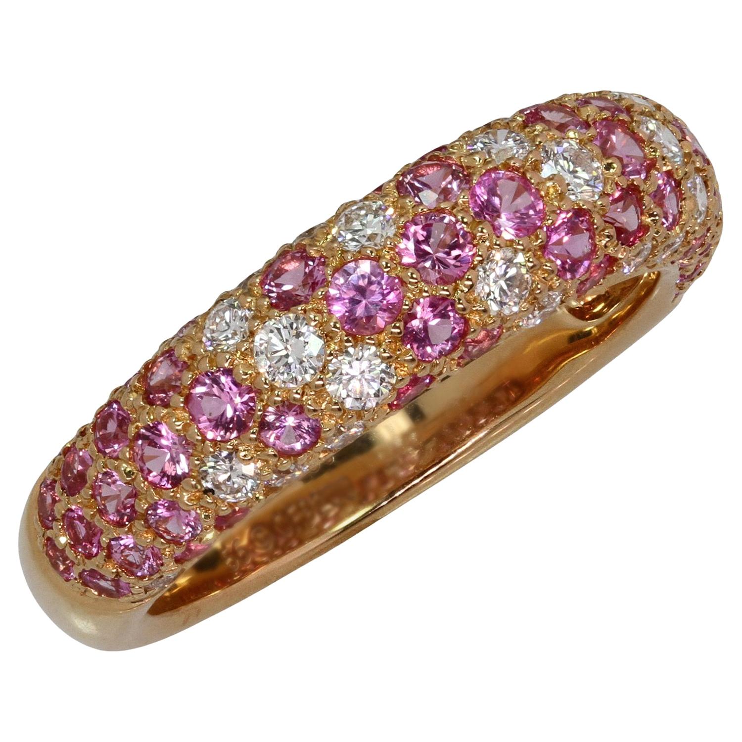 CARTIER Etincelle de Cartier Ring aus Roségold mit Diamanten und rosa Saphiren 56 im Zustand „Hervorragend“ im Angebot in New York, NY