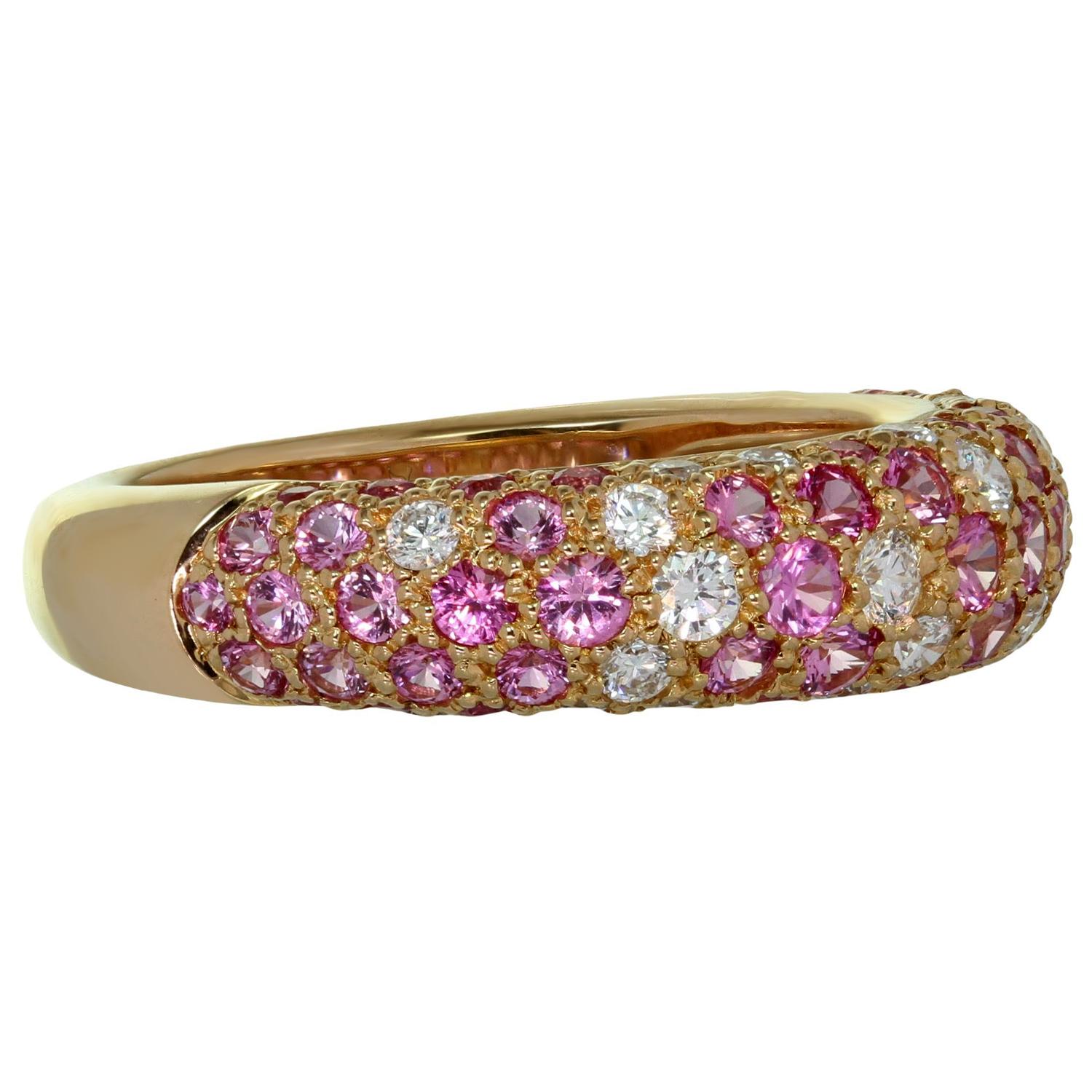 CARTIER Etincelle de Cartier Diamond Pink Sapphire Rose Gold Band Ring 56 In Excellent Condition For Sale In New York, NY