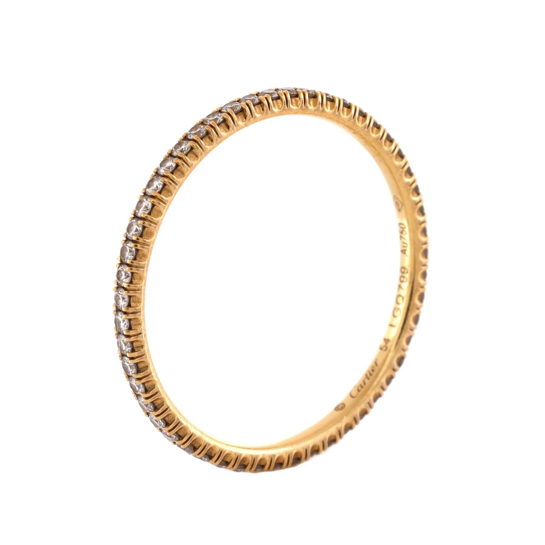 Cartier Etincelle De Cartier Eternity Wedding Band Ring 18k Yellow Gold In Good Condition In New York, NY