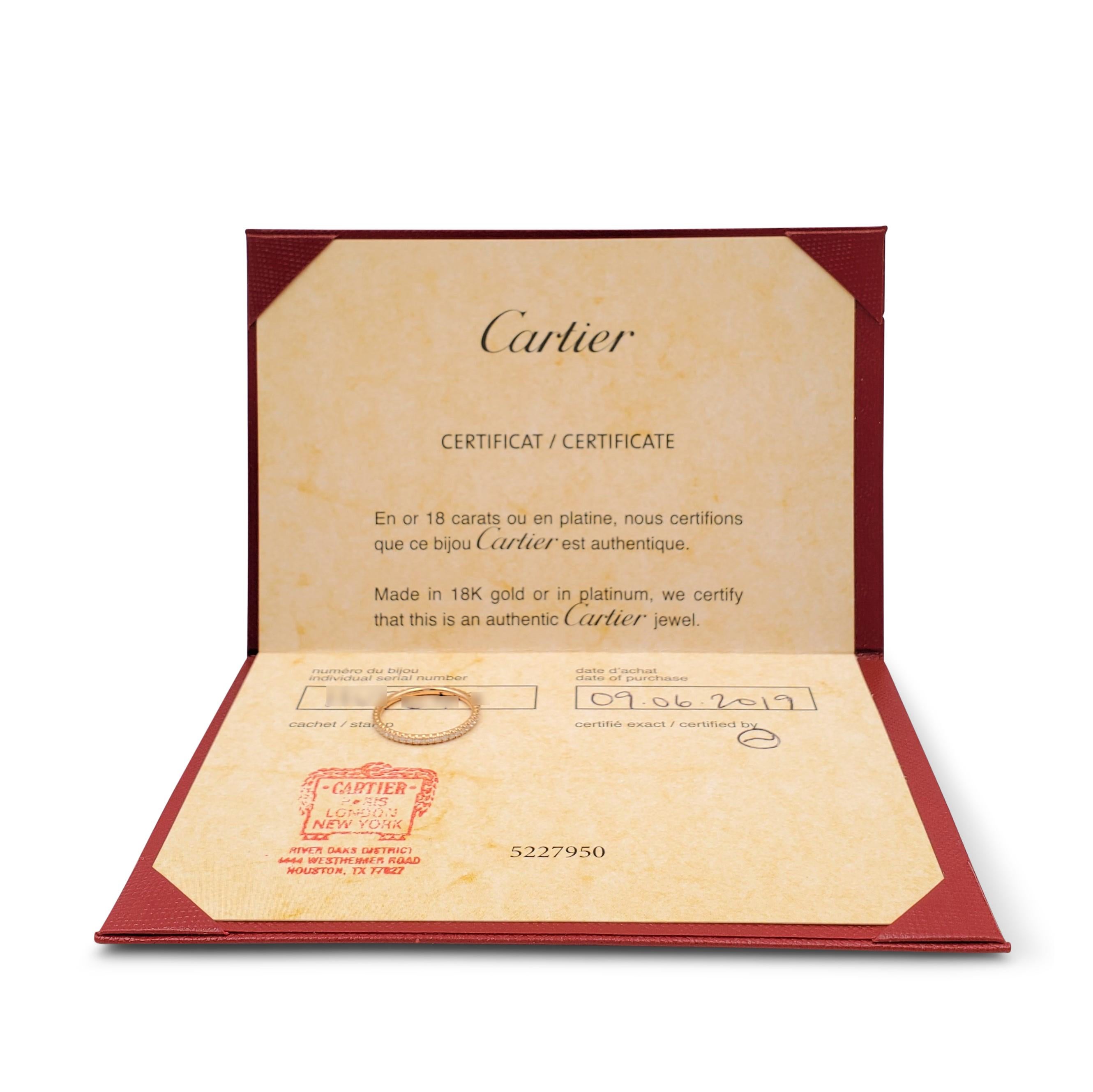 Round Cut Cartier 'Étincelle de Cartier' Rose Gold and Diamond Wedding Band