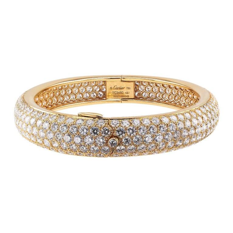 Cartier Etincelle Diamant-Pavé Gelbgold Scharnier-Armreif (Rundschliff)