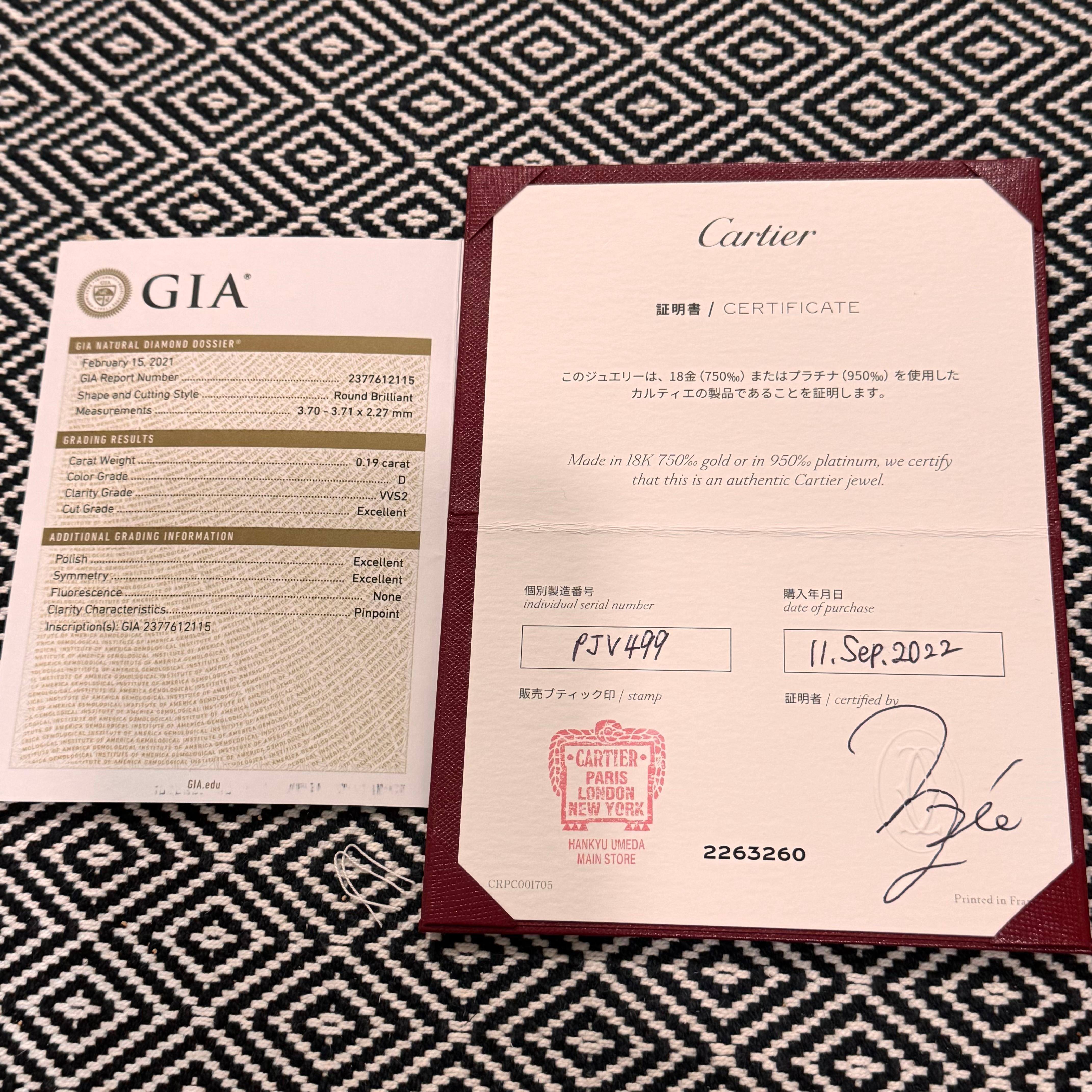 Cartier Etincelle Solitaire 0,19 Carat Diamond With Paved Ring Pt 49 in vendita 6