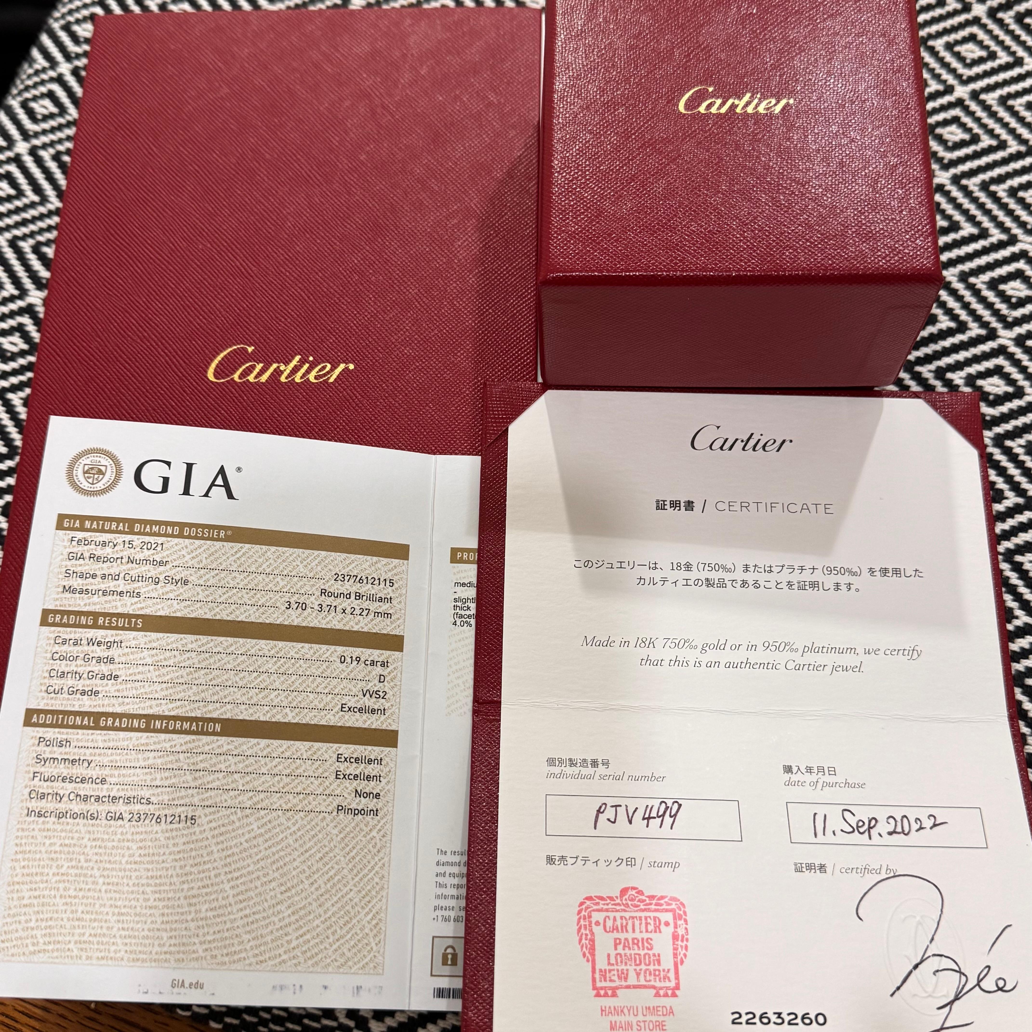 Cartier Etincelle Solitaire 0,19 Carat Diamond With Paved Ring Pt 49 in vendita 8