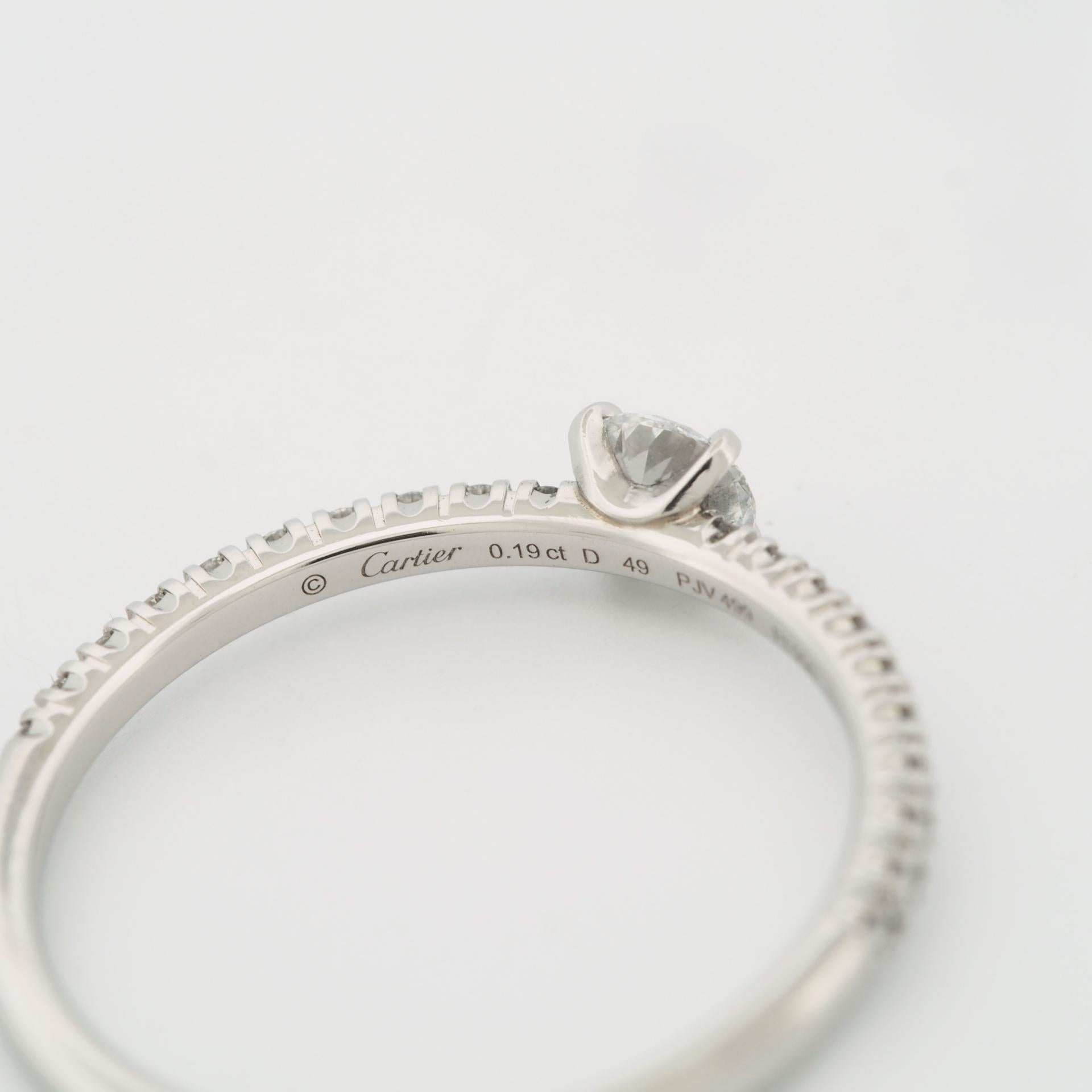 Cartier Etincelle Solitaire 0,19 Carat Diamond With Paved Ring Pt 49 in vendita 2