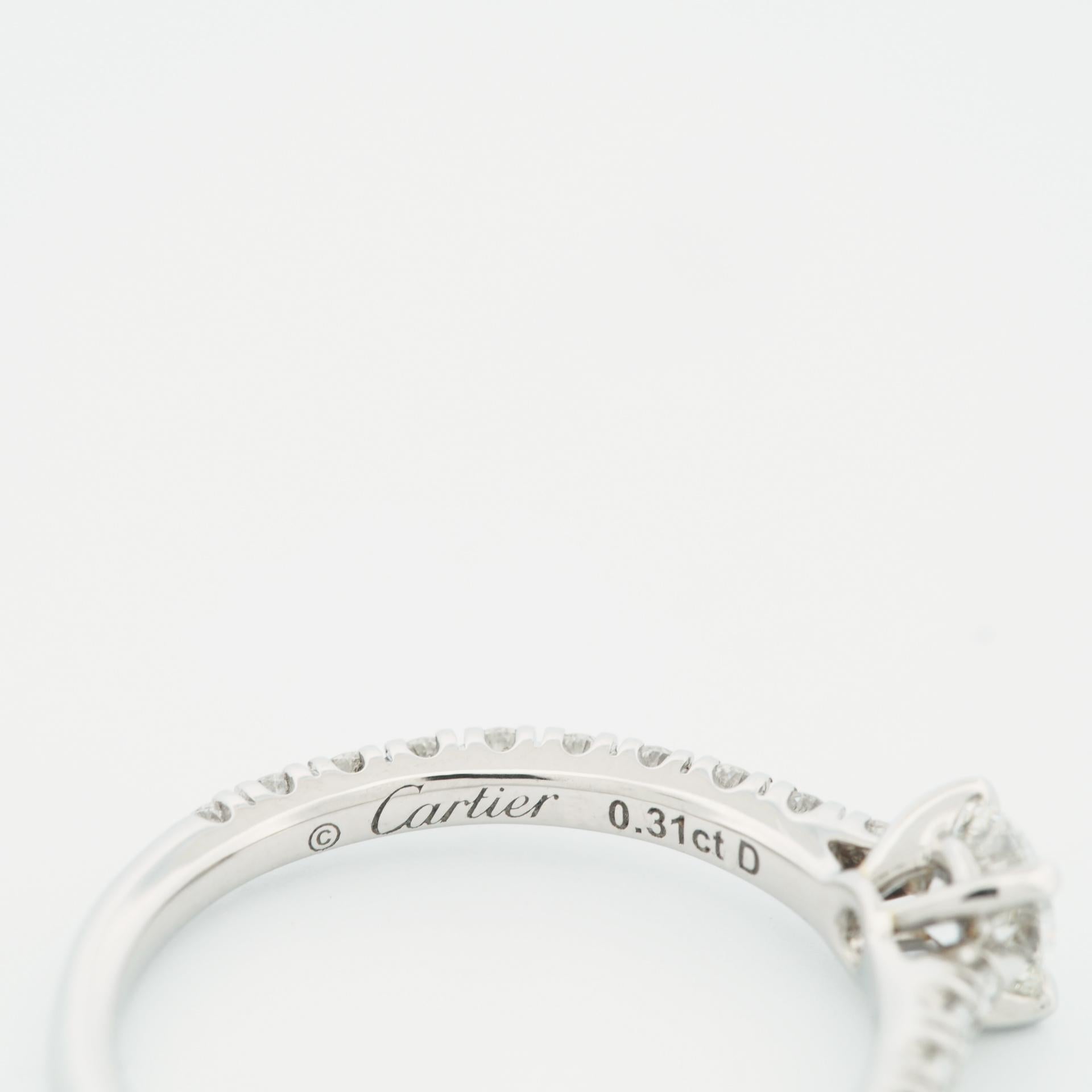 Cartier Etincelle Solitaire 0.31 Carat Diamond Ring Pt 49 For Sale 2