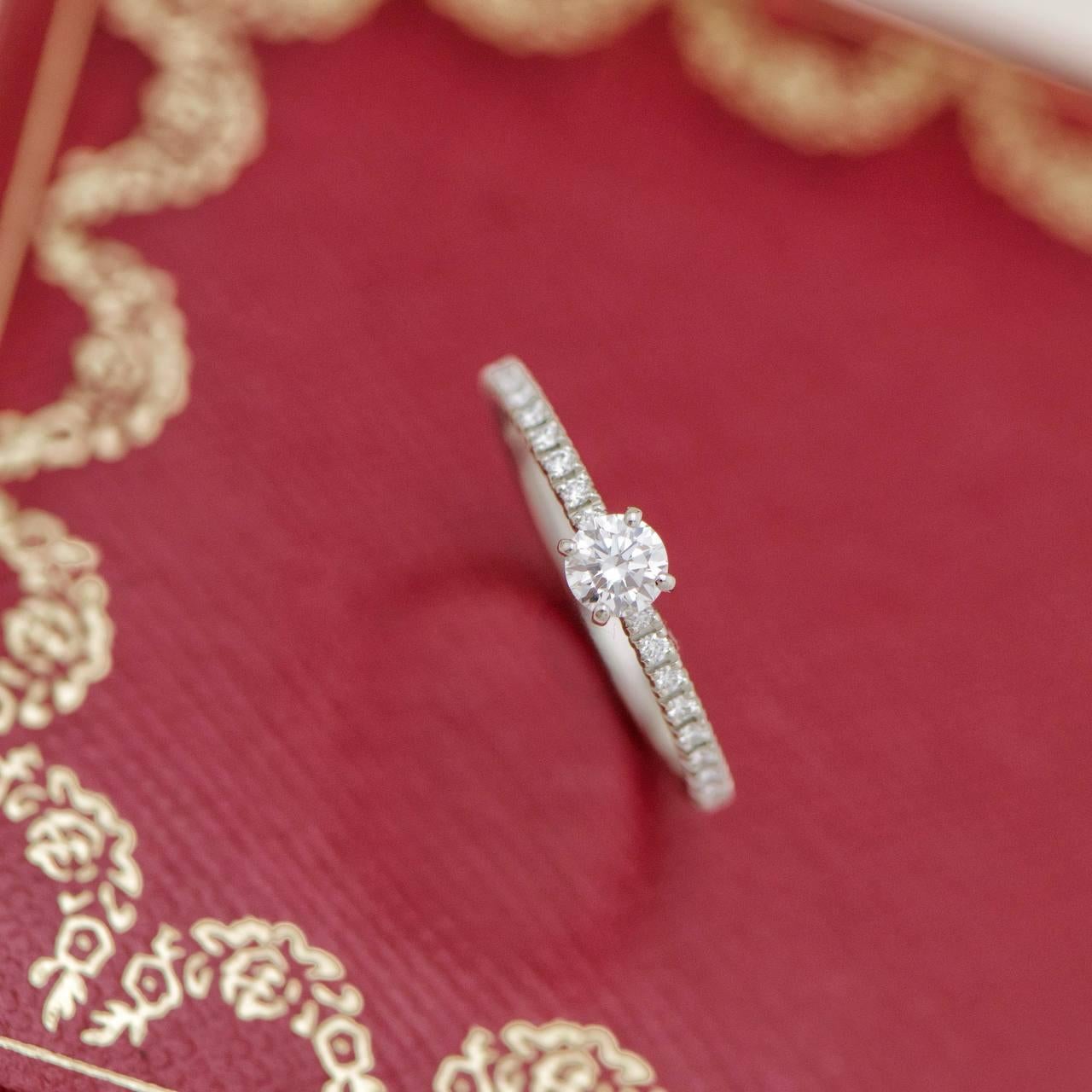 Cartier Etincelle Solitaire Diamond Platinum Ring Size 51 GIA Certified en vente 1