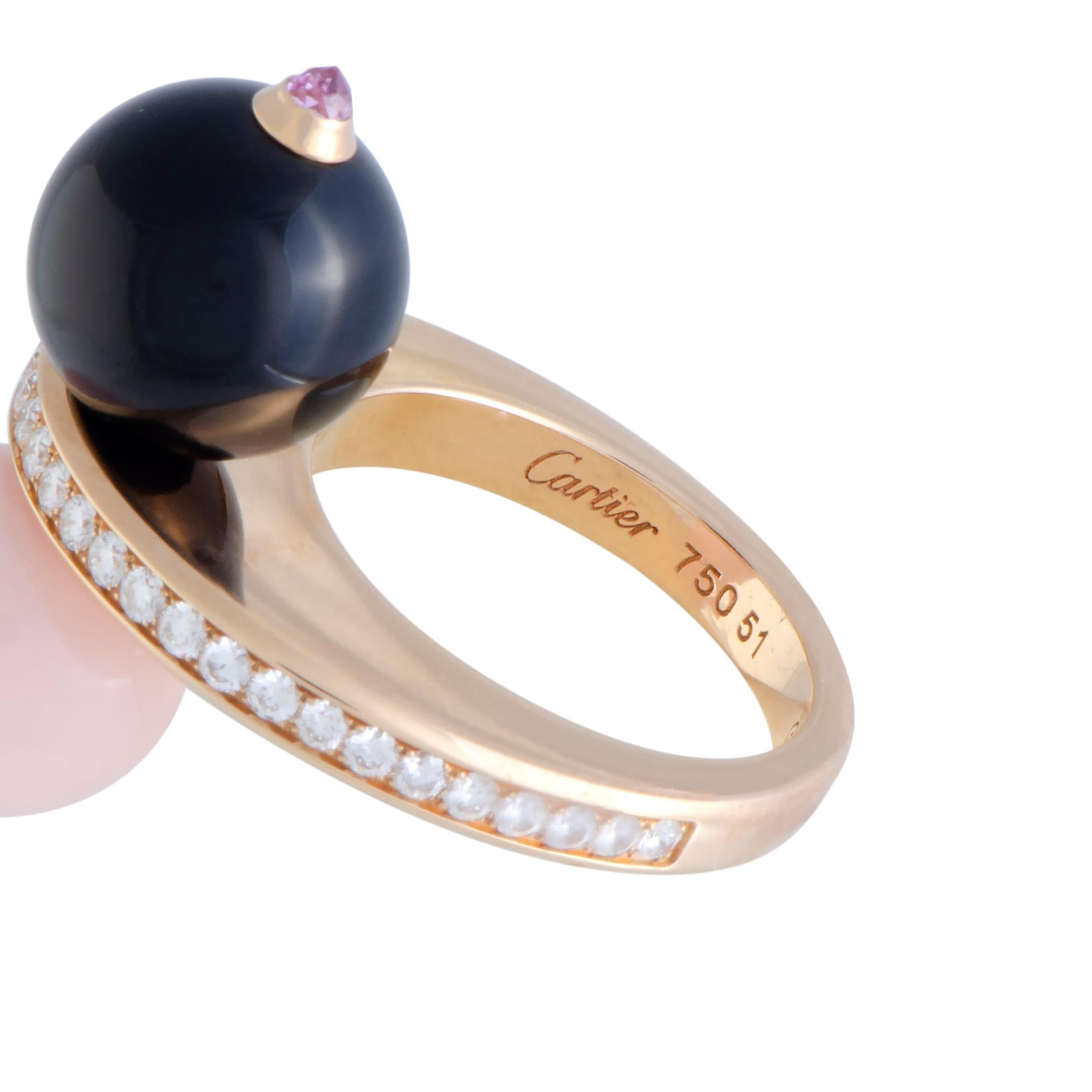 Women's Cartier Évasions Diamond, Pink & Black Sapphire, Pink Opal & Onyx Rose Gold Ring