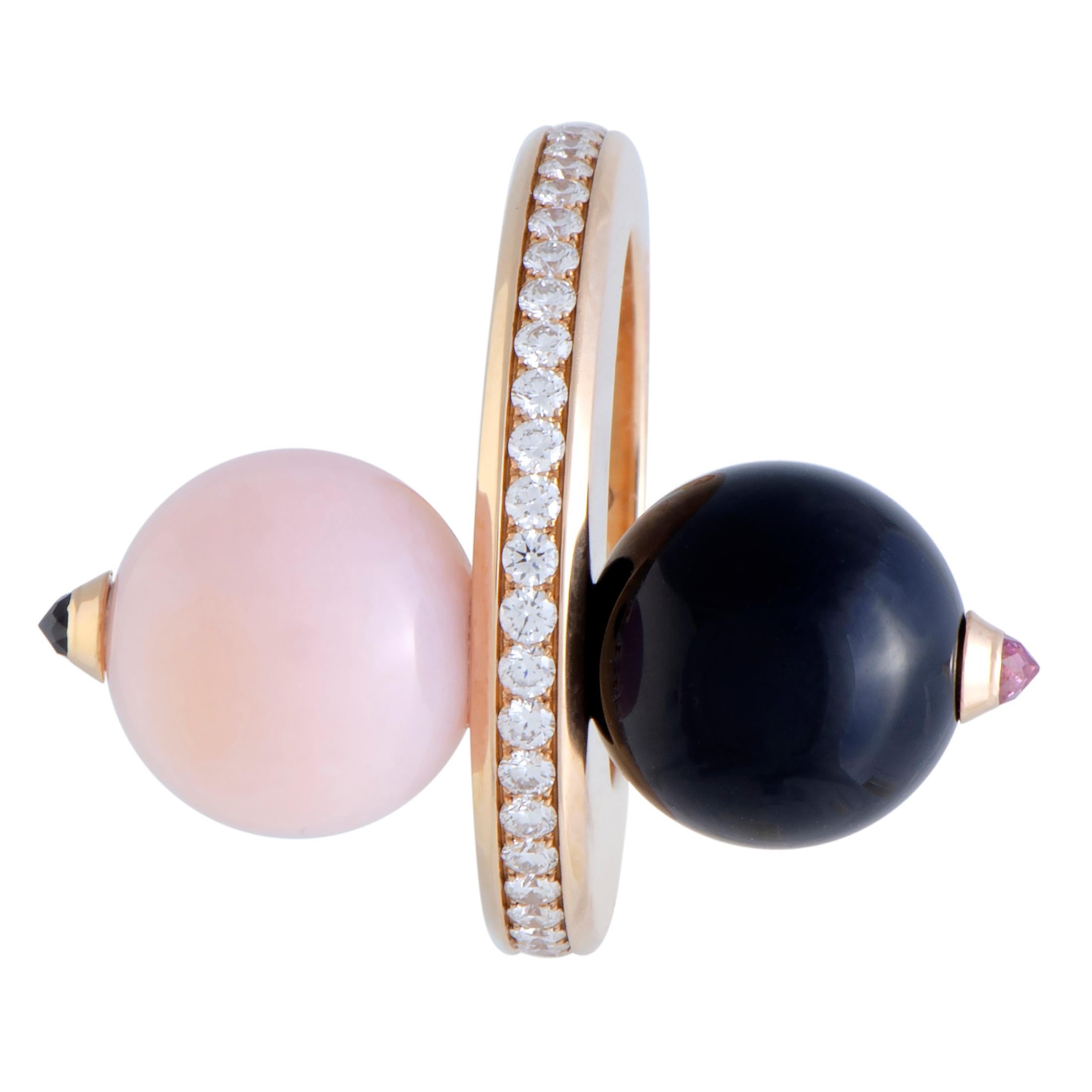 Cartier Évasions Diamond, Pink & Black Sapphire, Pink Opal & Onyx Rose Gold Ring 1