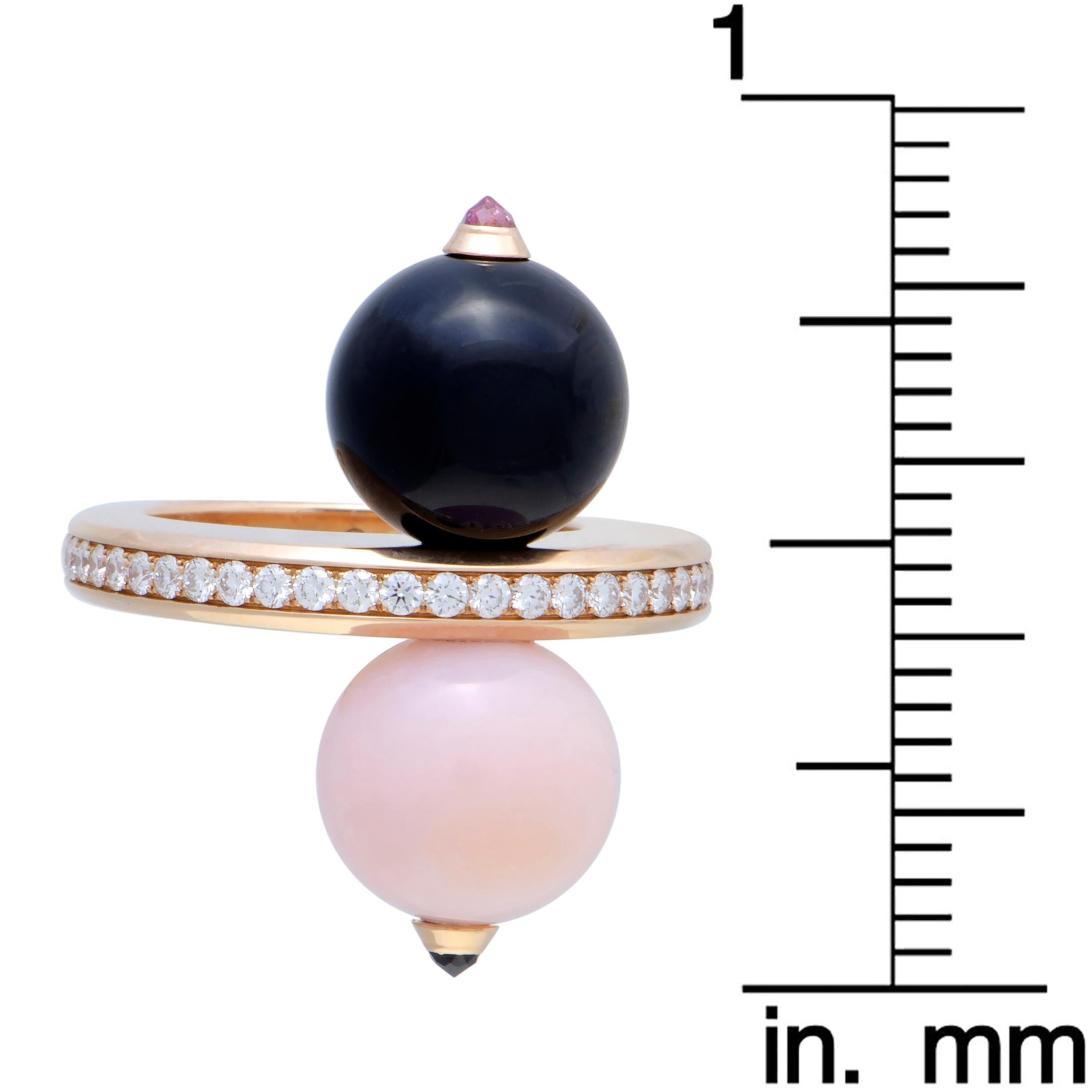 Cartier Évasions Diamond, Pink & Black Sapphire, Pink Opal & Onyx Rose Gold Ring 2