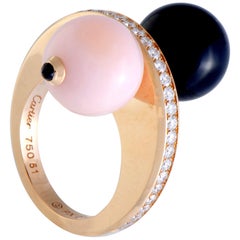 Cartier Évasions Ring aus Diamant:: rosa und schwarzem Saphir:: rosa Opal und Onyx in Roségold