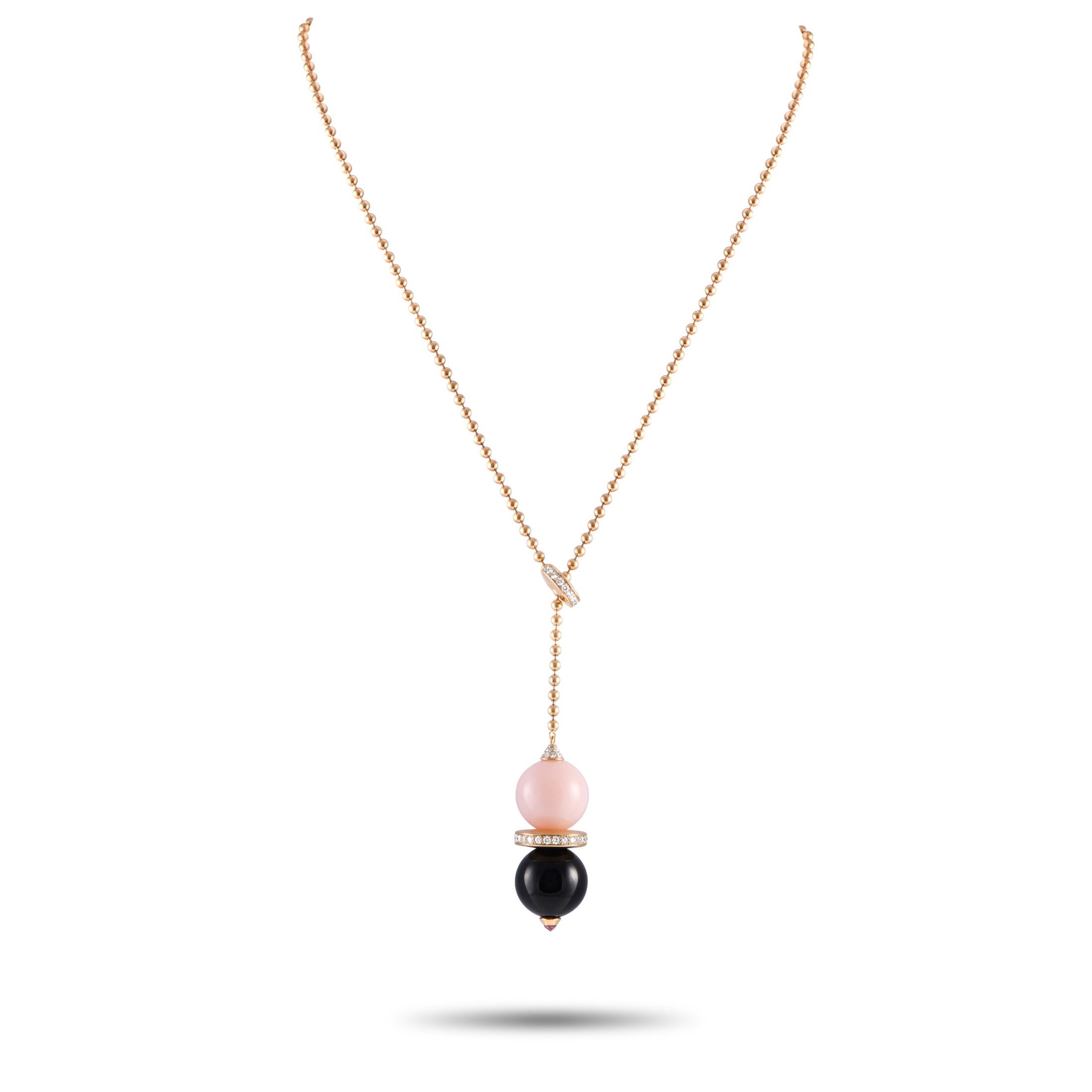 Dieses Cartier Evasions Joaillières Lariat Collier hat etwas unglaublich Künstlerisches an sich. Sie ist aus 18 Karat Roségold gefertigt und verfügt über eine dramatische Kette aus opulentem 18 Karat Roségold, die verstellbar ist und eine maximale