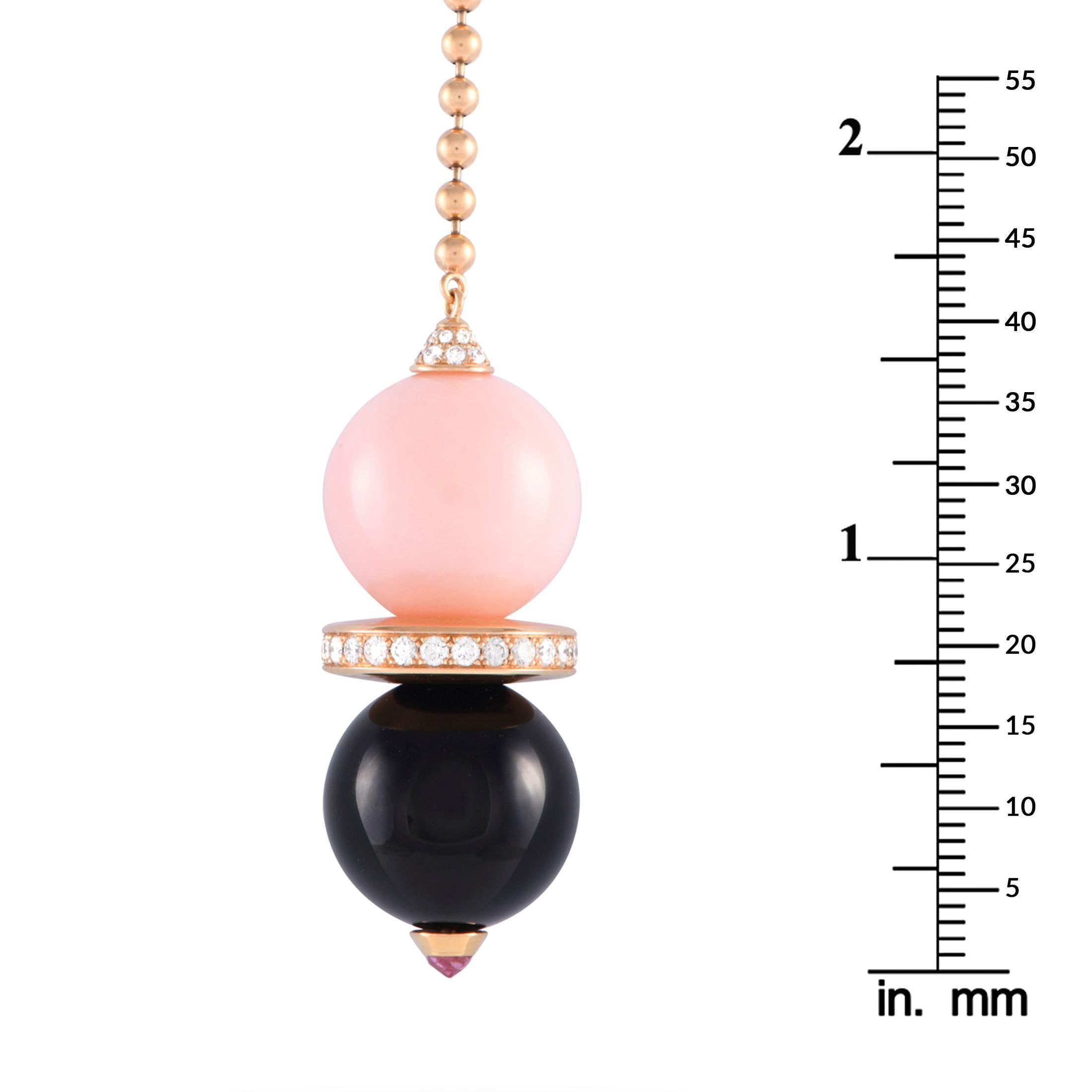 Cartier Evasions Joaillières 0,90ct Diamant, rosa Opal & Onyx Lariat Halskette Damen