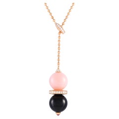 Cartier Evasions Joaillières 0,90ct Diamant, rosa Opal & Onyx Lariat Halskette