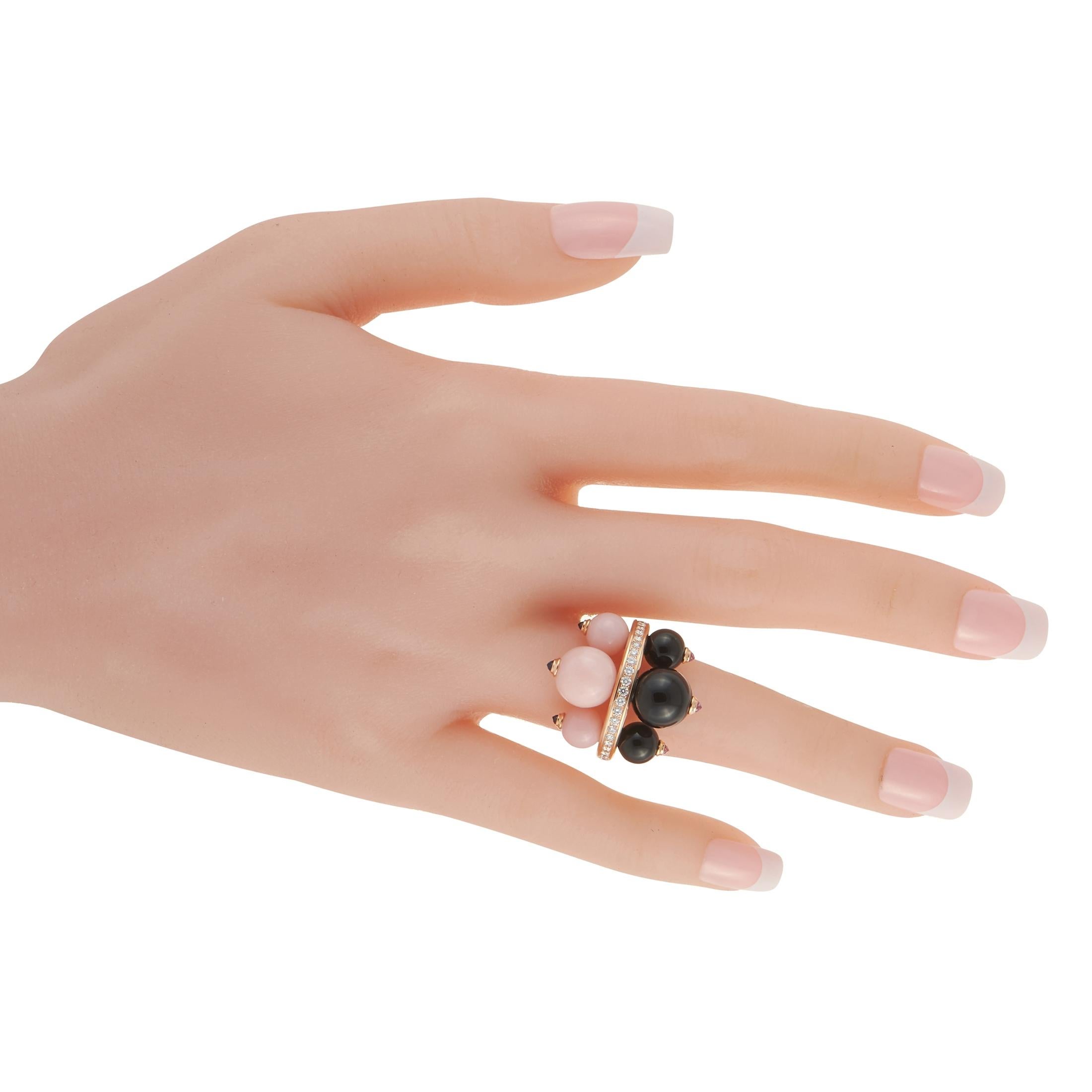 Cartier Evasions Joaillières Or Jaune 18K 0.62 Ct Diamant, Onyx, Opale Rose Excellent état à Southampton, PA