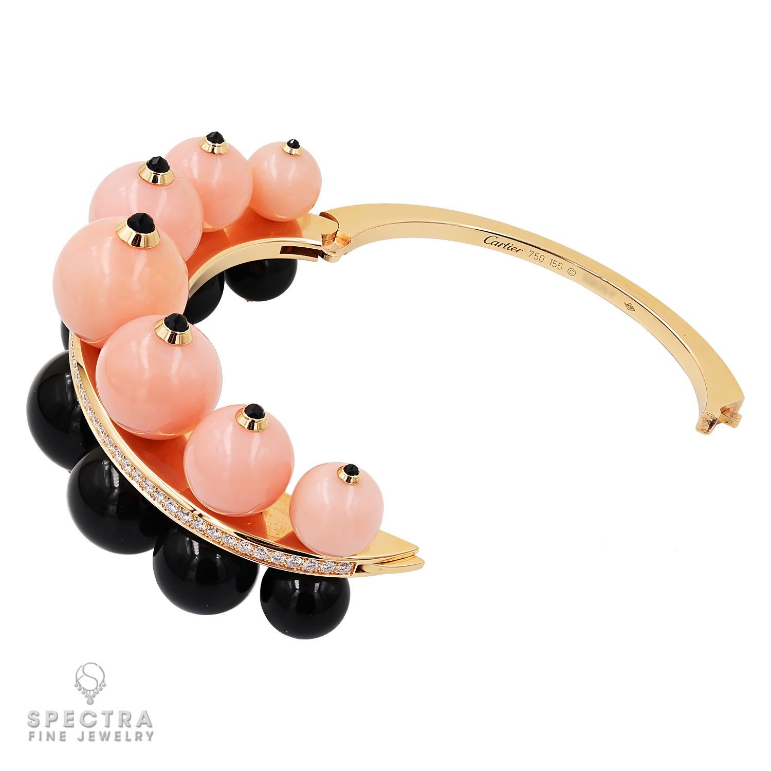 Cartier Évasions Joaillières Pink Opal Onyx Diamond Bracelet In Excellent Condition For Sale In New York, NY