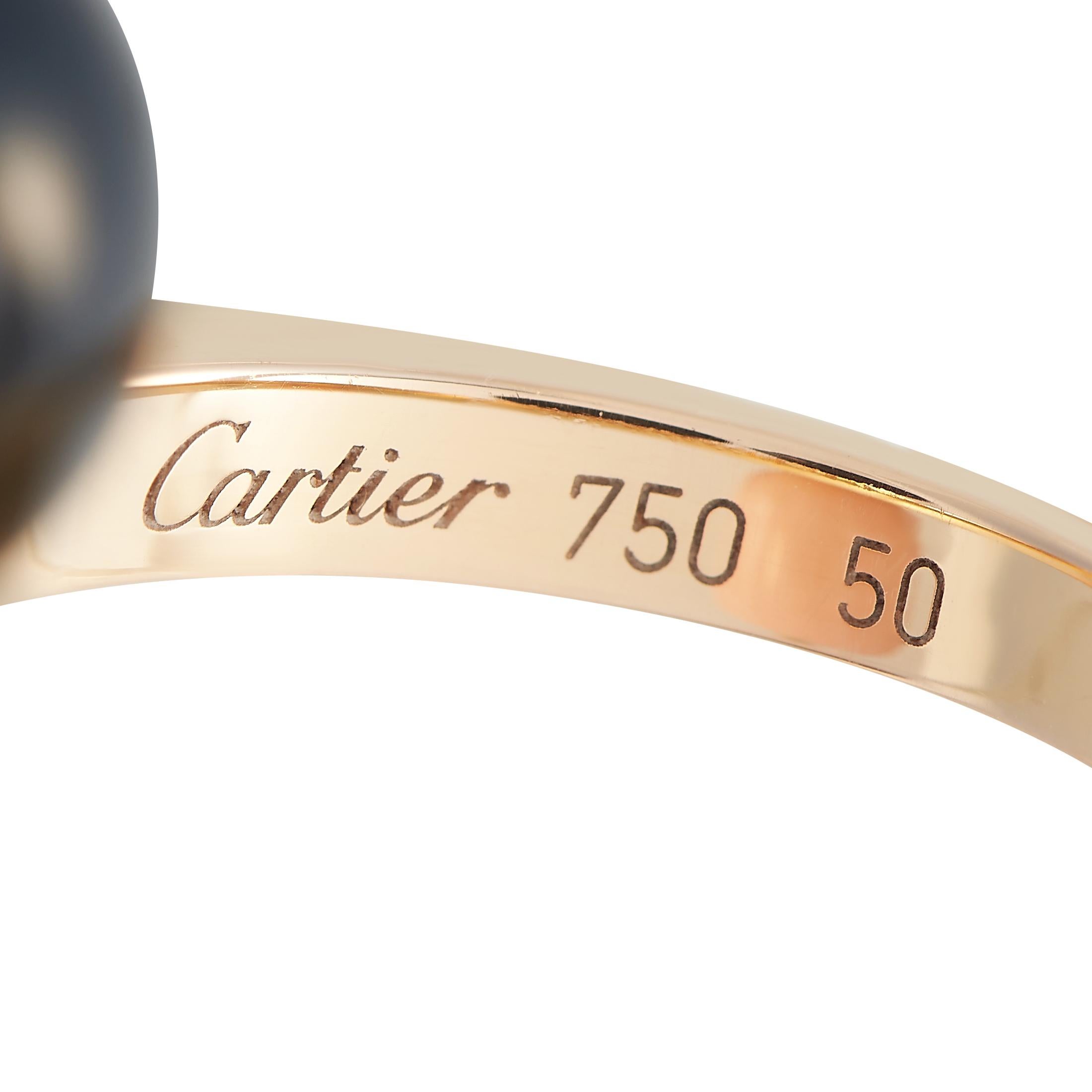Cartier Evasions Joaillières 18K Roségold 0,65 Karat Diamantring, rosa Opalring (Rundschliff)