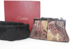 Cartier Evening With Panther Closure 10ck1204 Silver Python Skin Leather Cross
